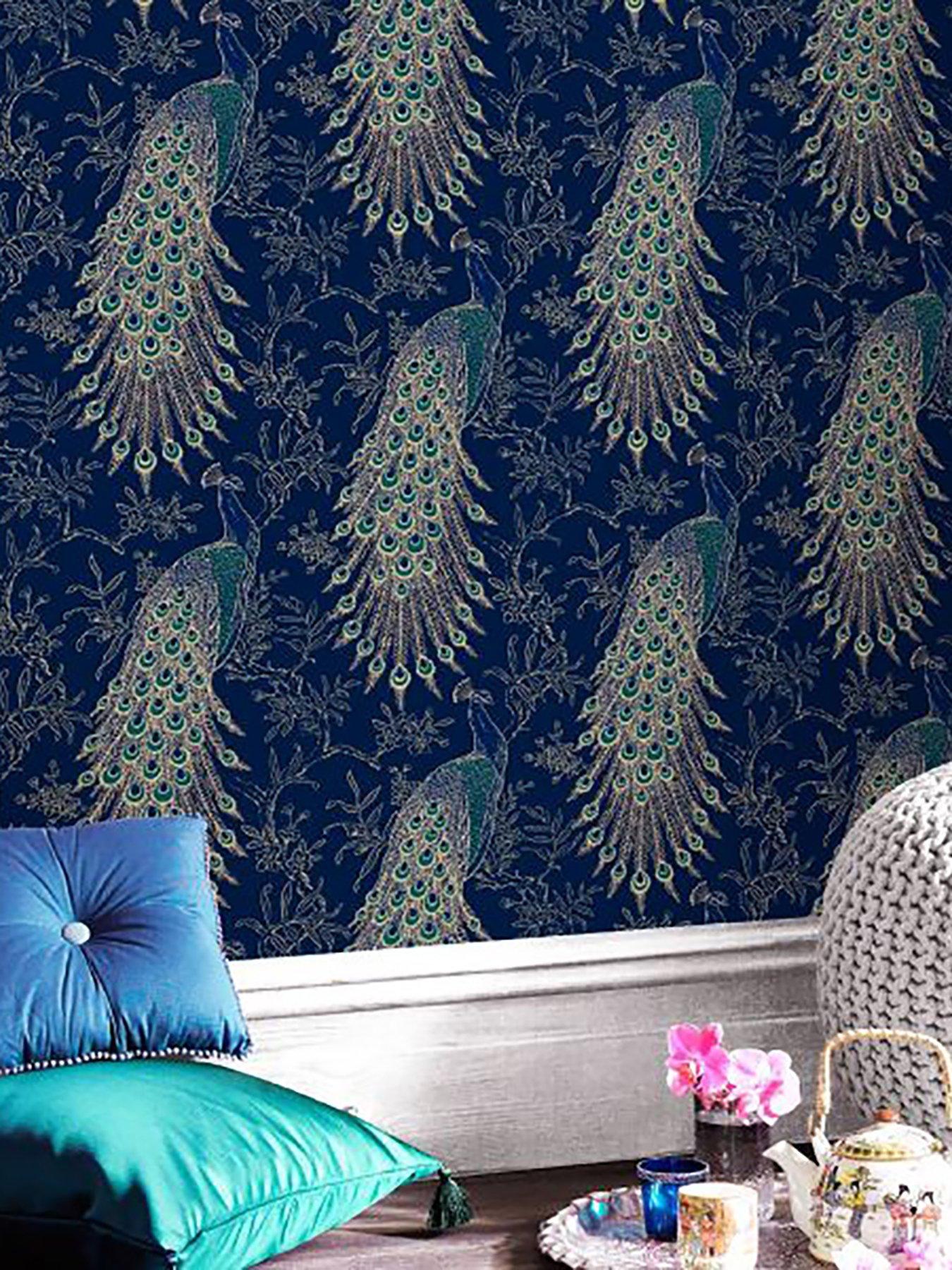 Product photograph of Rasch Peacock Wallpaper from very.co.uk