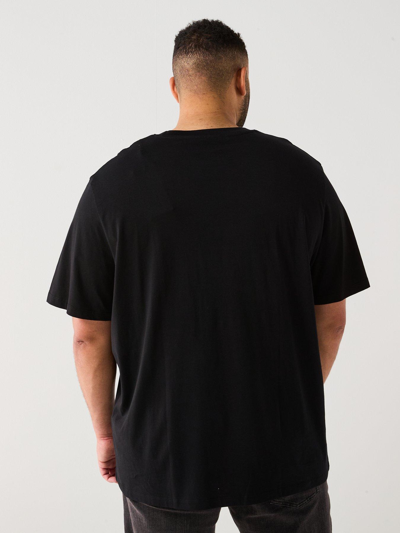 Image 2 of 4 of Jack & Jones Plus Colourblock Logo T-Shirt - Black