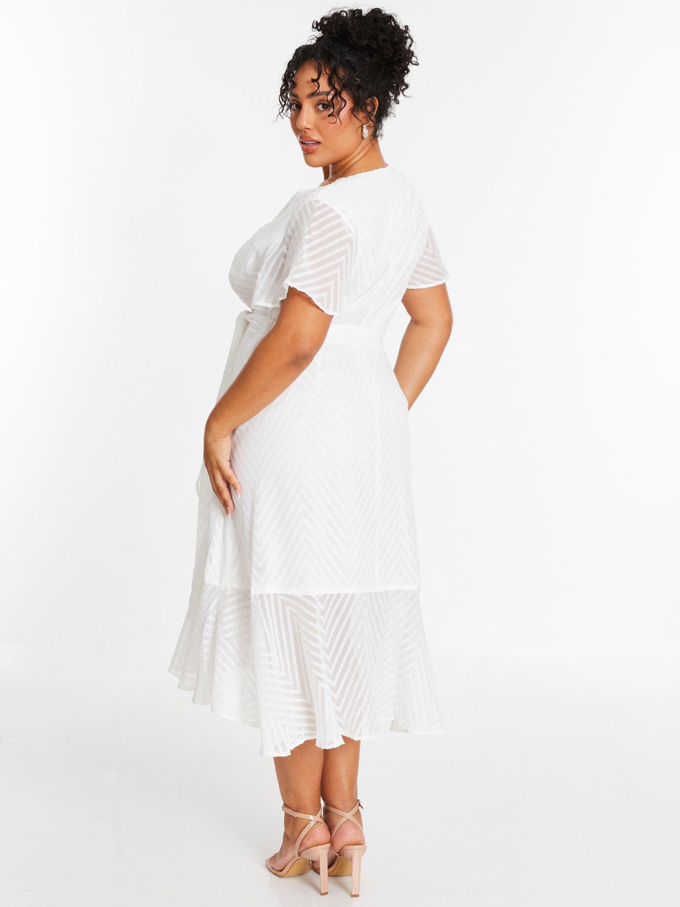 knee length dresses for ladies Tobi Plus Size White Long Sleeve Midaxi Dress– Hello Curve main image 0