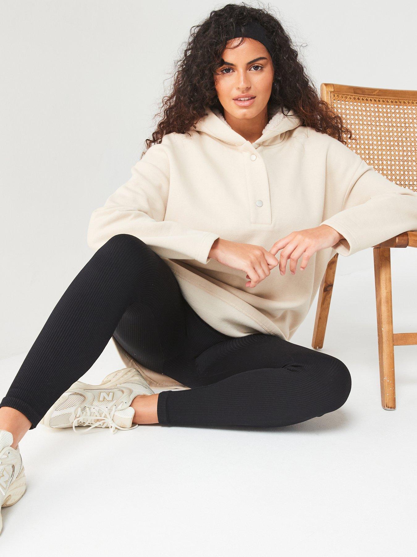 V by Very Curve Fleece Lined Hoodie Cream Very