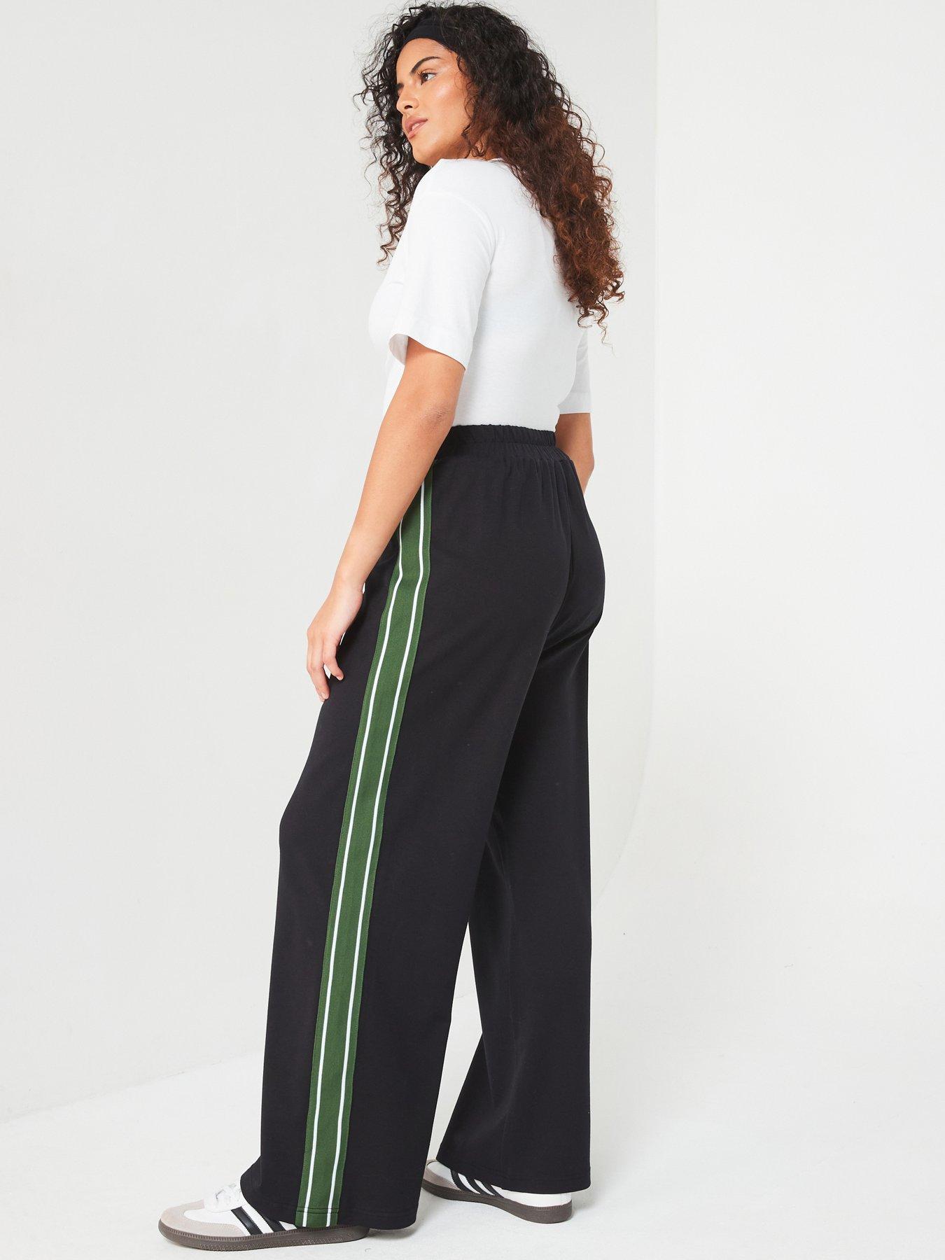 undefined Side Stripe Wide Leg Trouser - Black