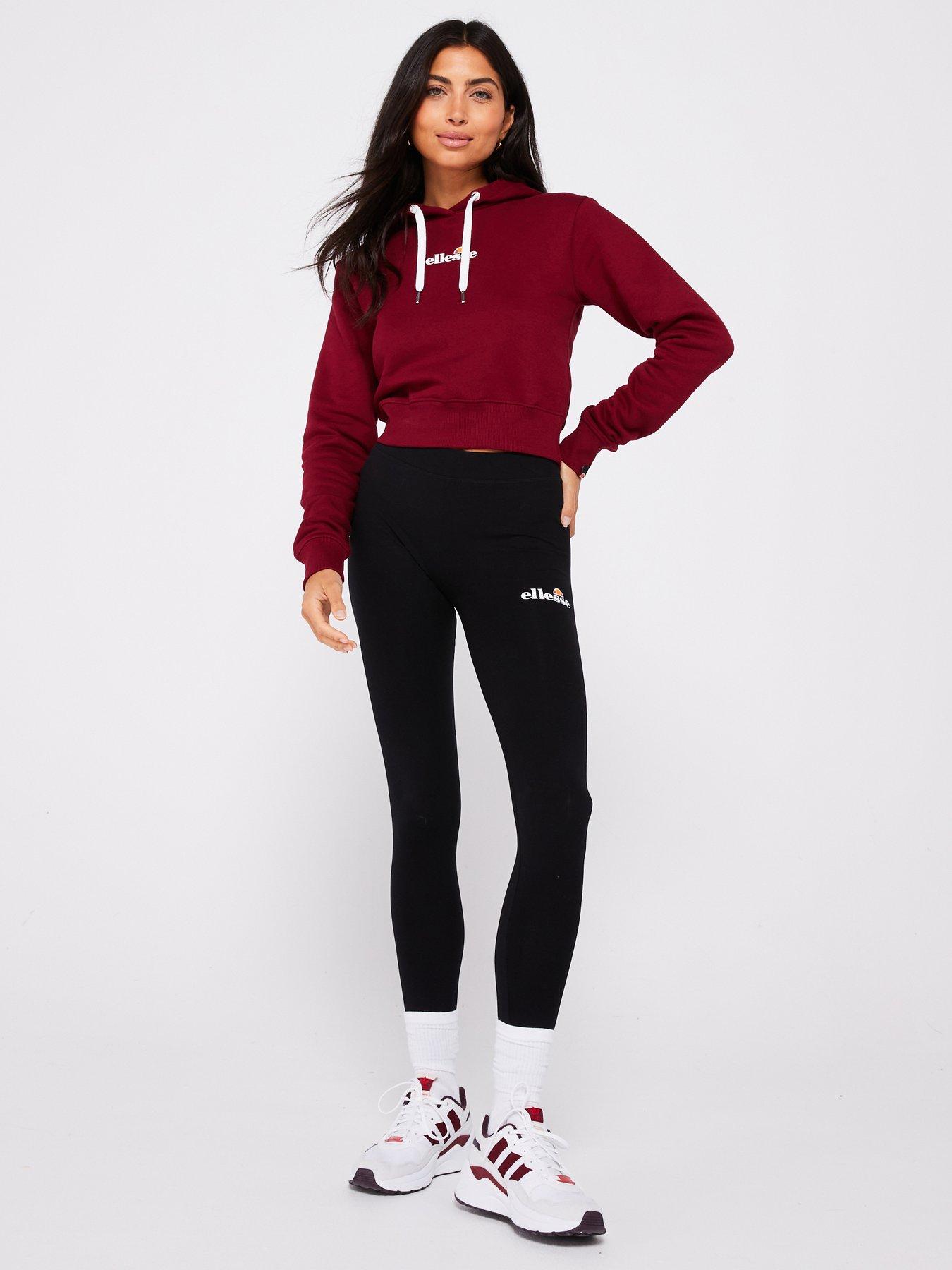 undefined Women's Exclusive Vilanova Cropped Hoodie And Legging Set - Burgundy/black