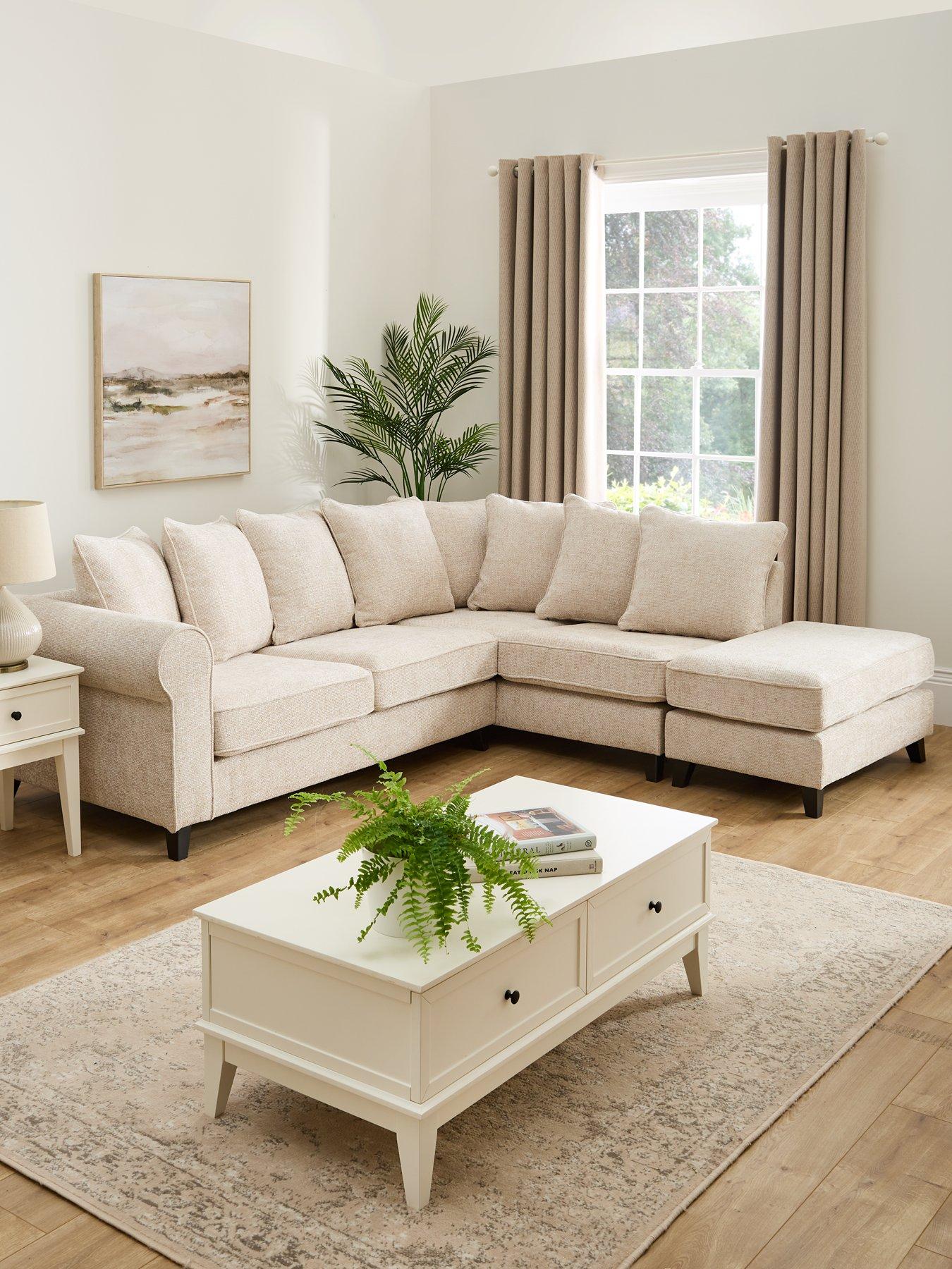 Product photograph of Very Home Sanderson Right Hand Fabric Corner Chaise Sofa - Fsc Certified from very.co.uk