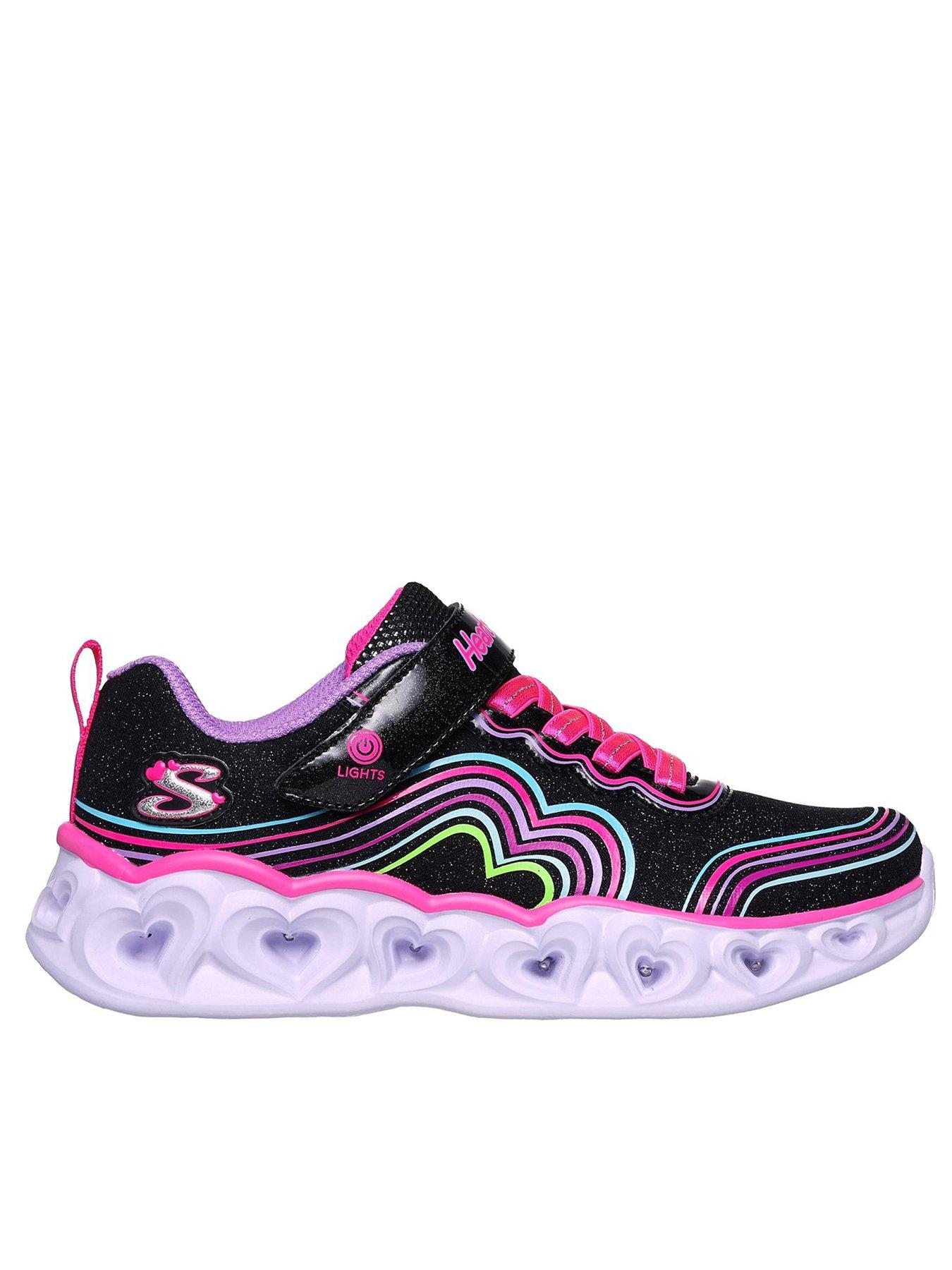 undefined Girls Retro Hearts Lighted Trainer - Black