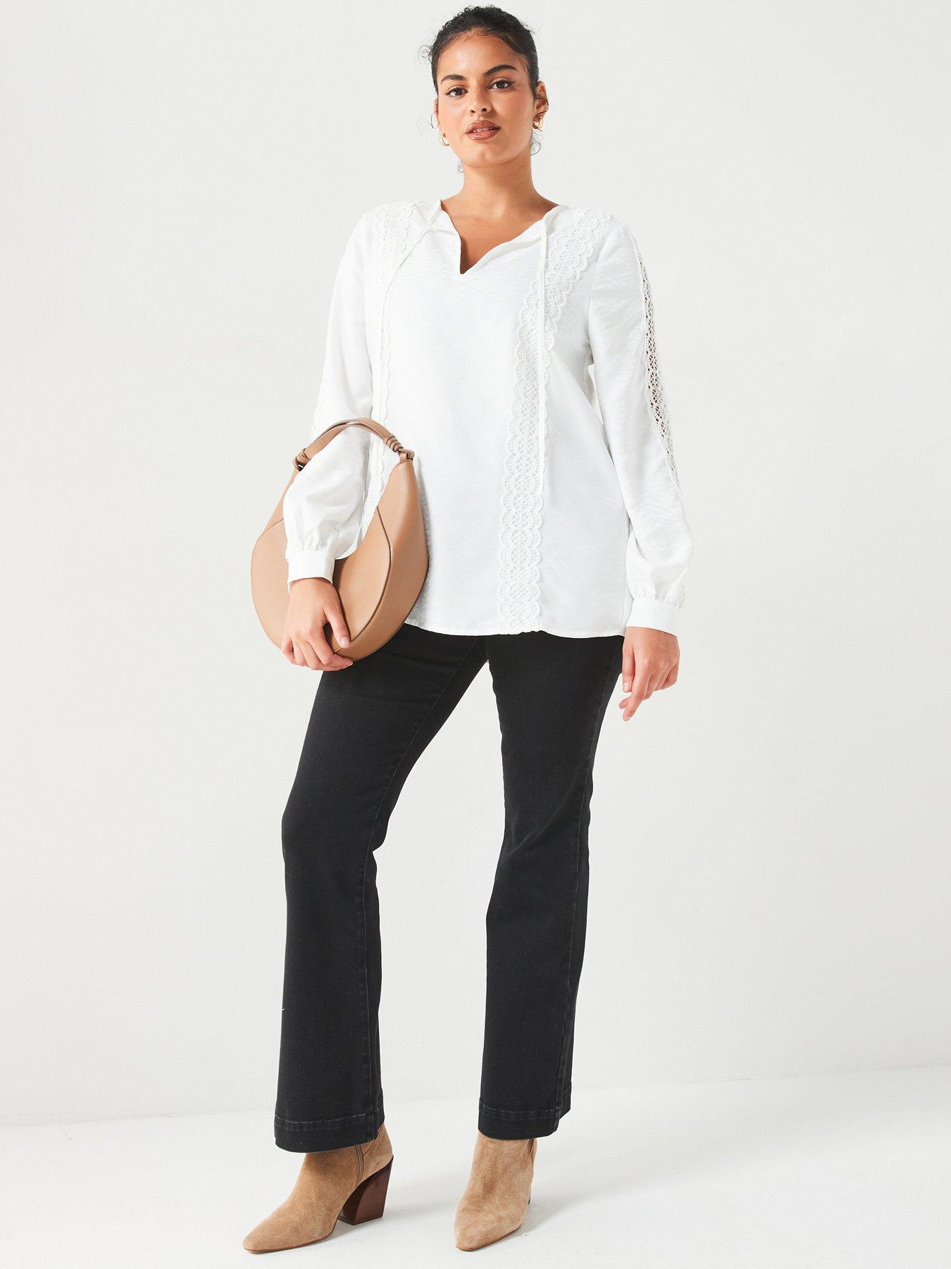 undefined Lace Trim Blouse - White