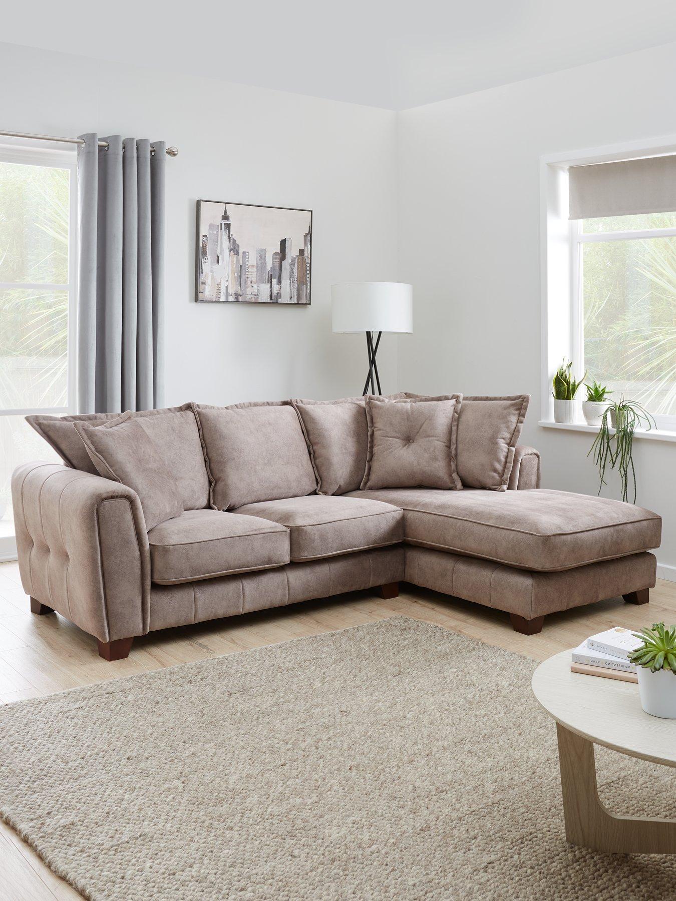 Very Home Avanti Right Hand Fabric Corner Chaise - Chocolate - FSC Certified