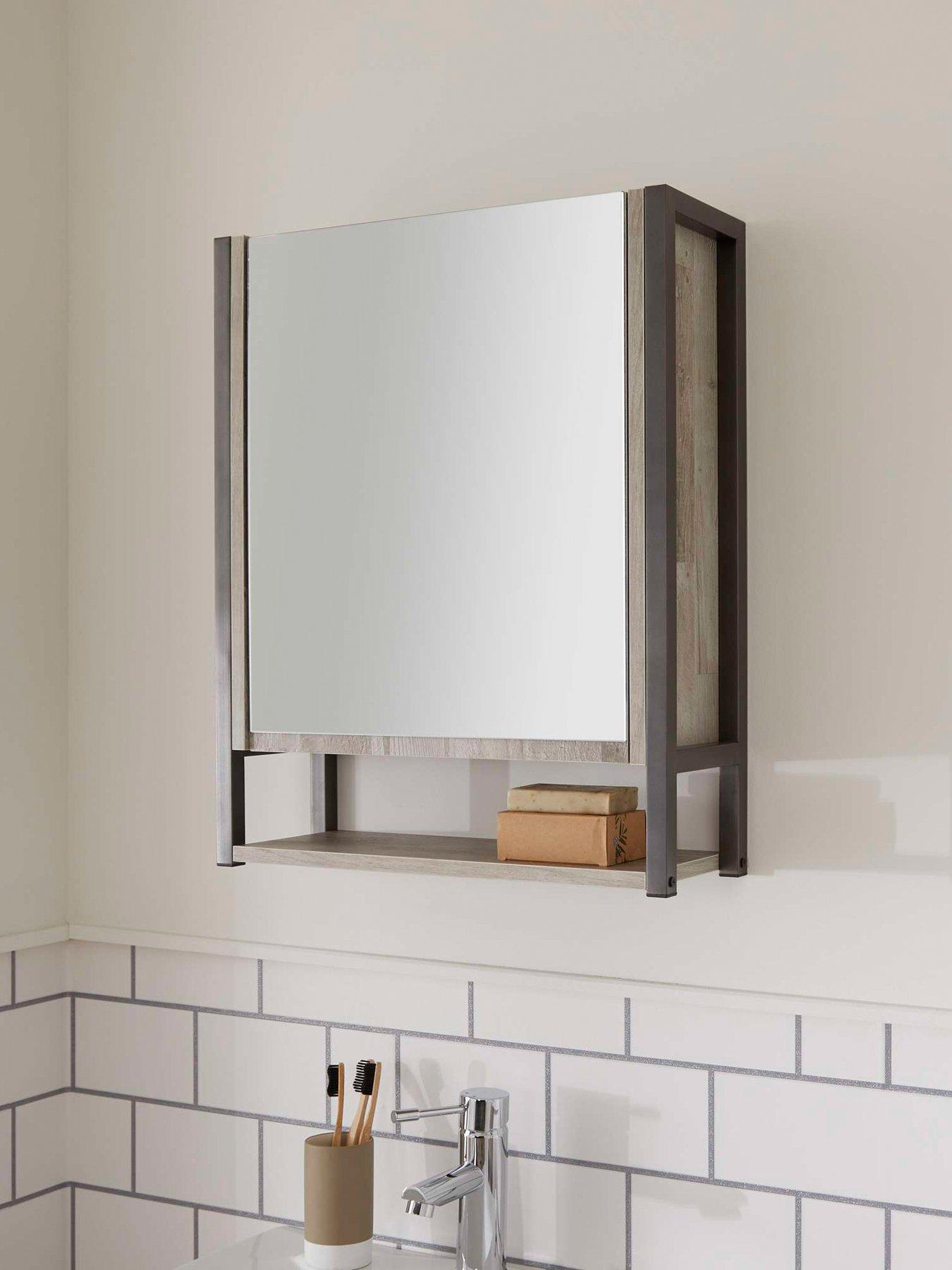 Product photograph of Lloyd Pascal Linley Single Mirrored Bathroom Wall Cabinet from very.co.uk