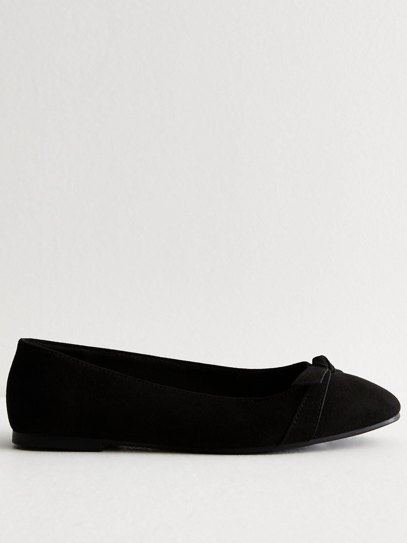 New Look Extra Wide Fit Leather Look Ballet Pumps Black Very