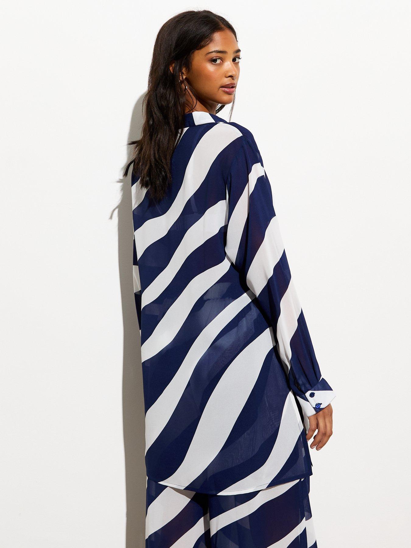  image of new-look-blue-zebra-print-long-sleeve-beach-shirt