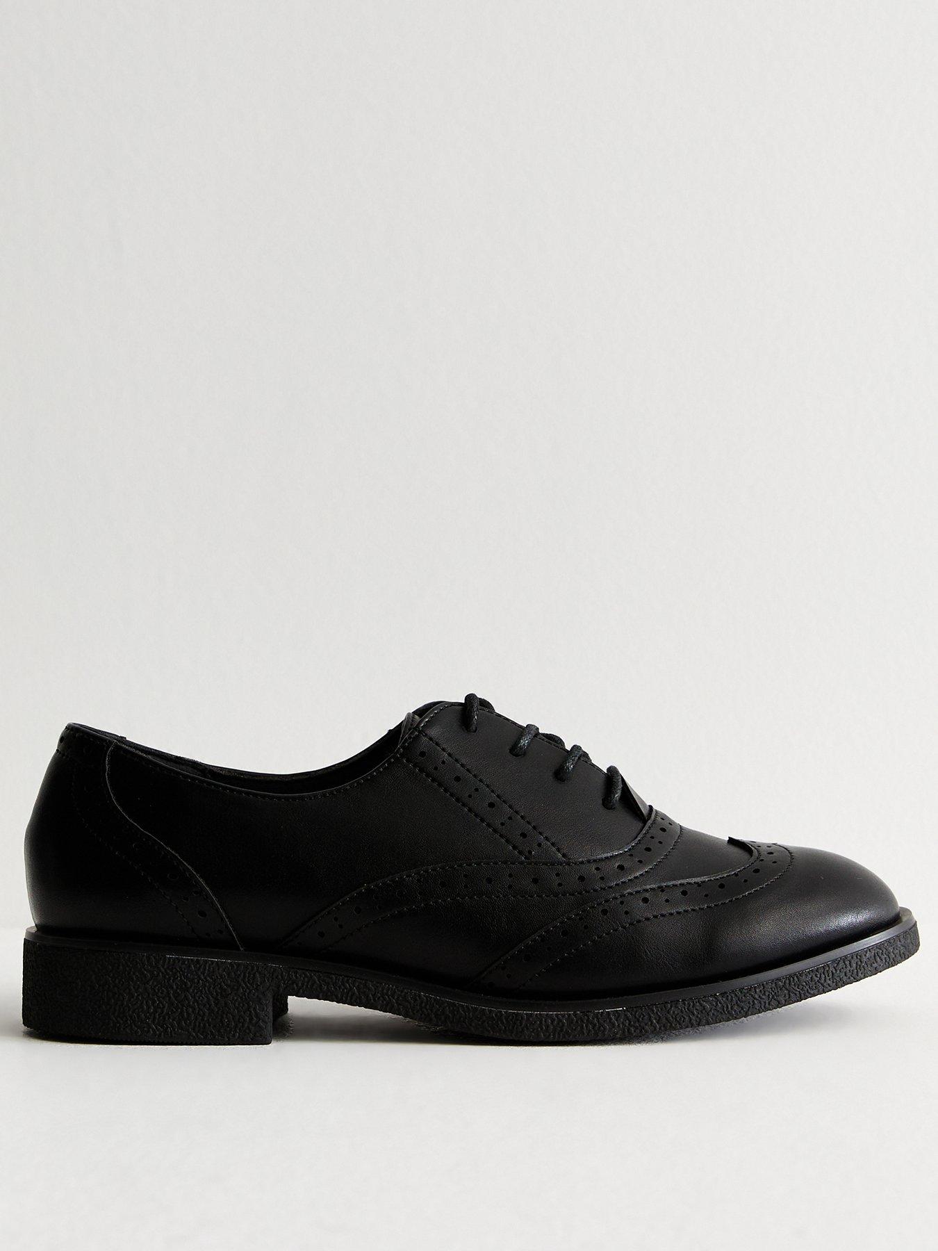 new look black leather-look lace up brogues