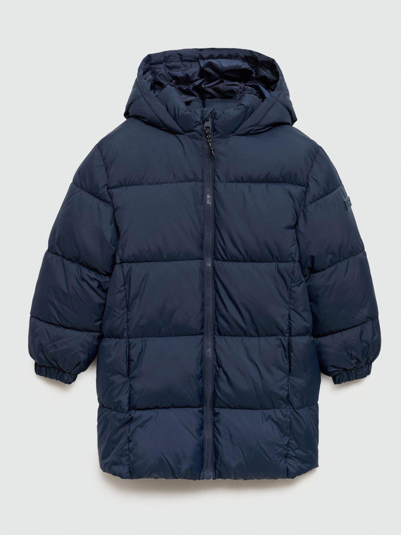 undefined Boys Longline Padded Coat - Navy