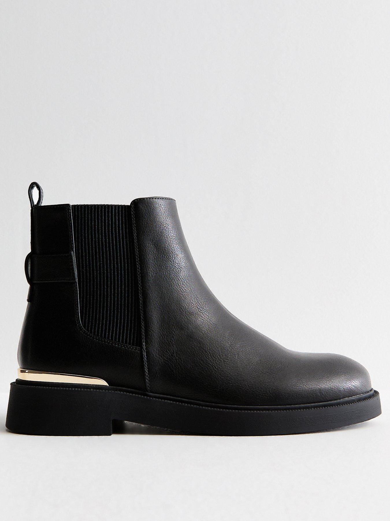 New Look Black Leather look Chunky Chelsea Boots Very