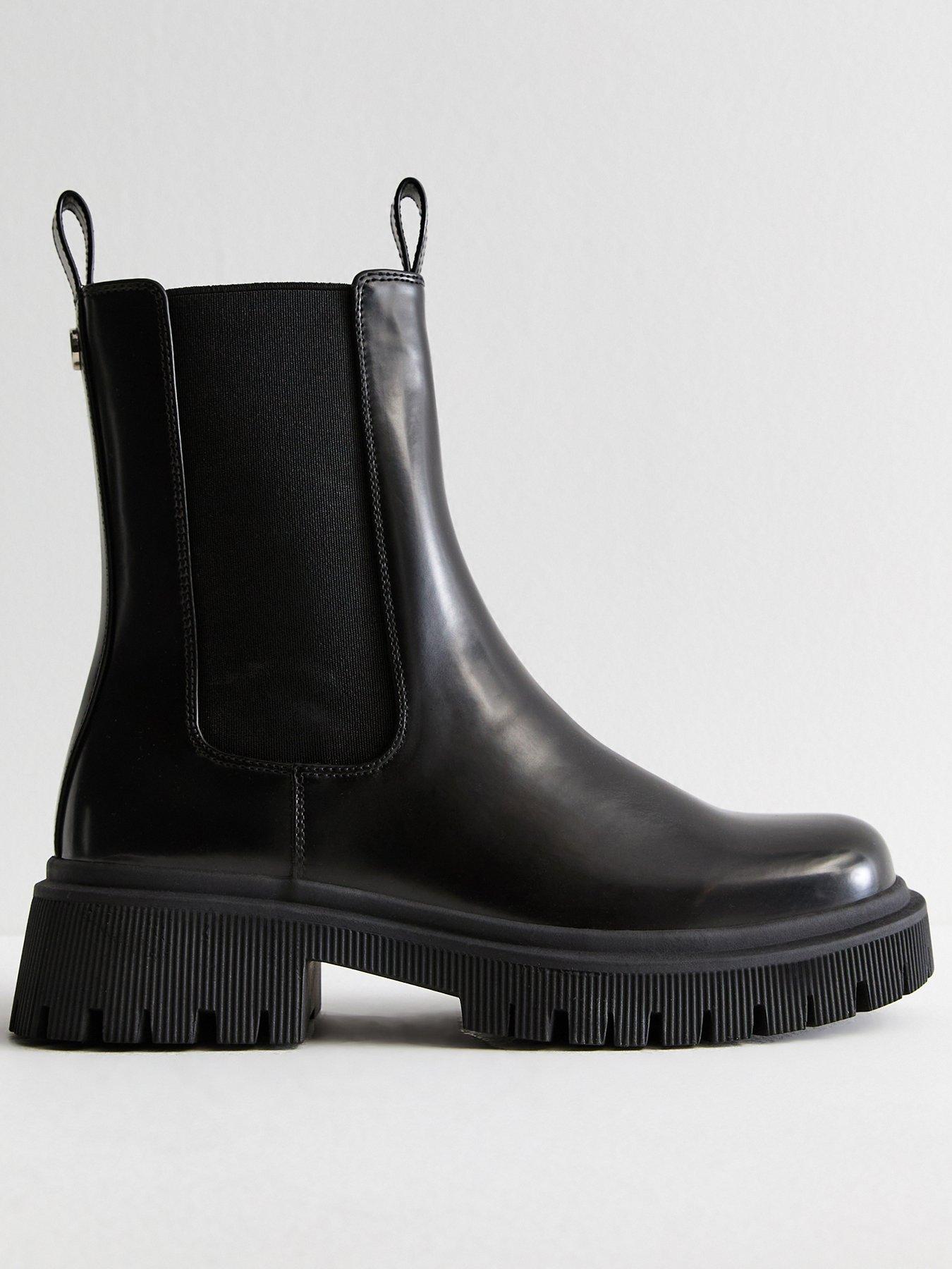 New Look Black Leather look Chunky Chelsea Boots Very