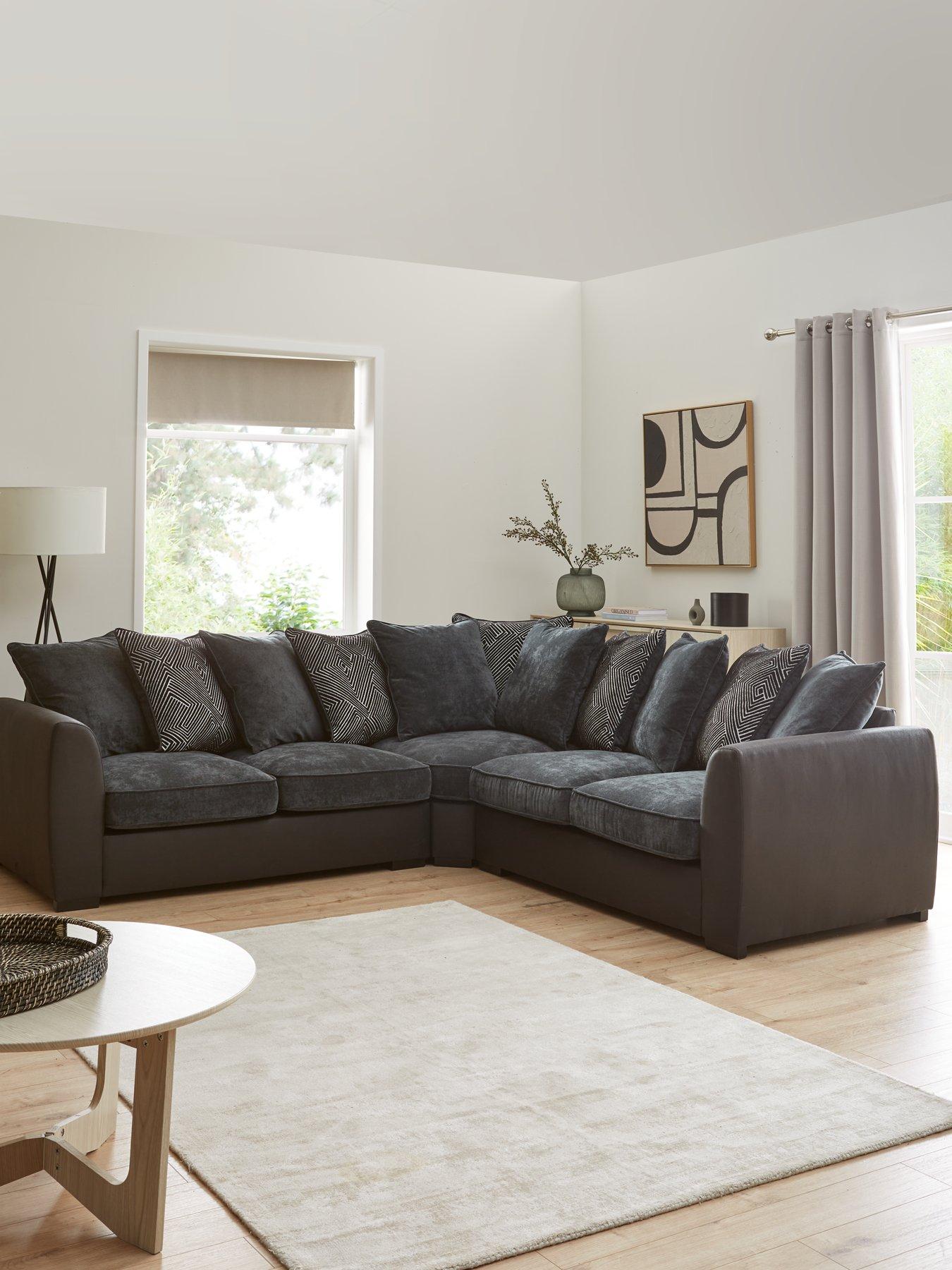 Product photograph of Very Home Cabo Fabric And Faux Leather Corner Group Sofa - Fsc Certified from very.co.uk