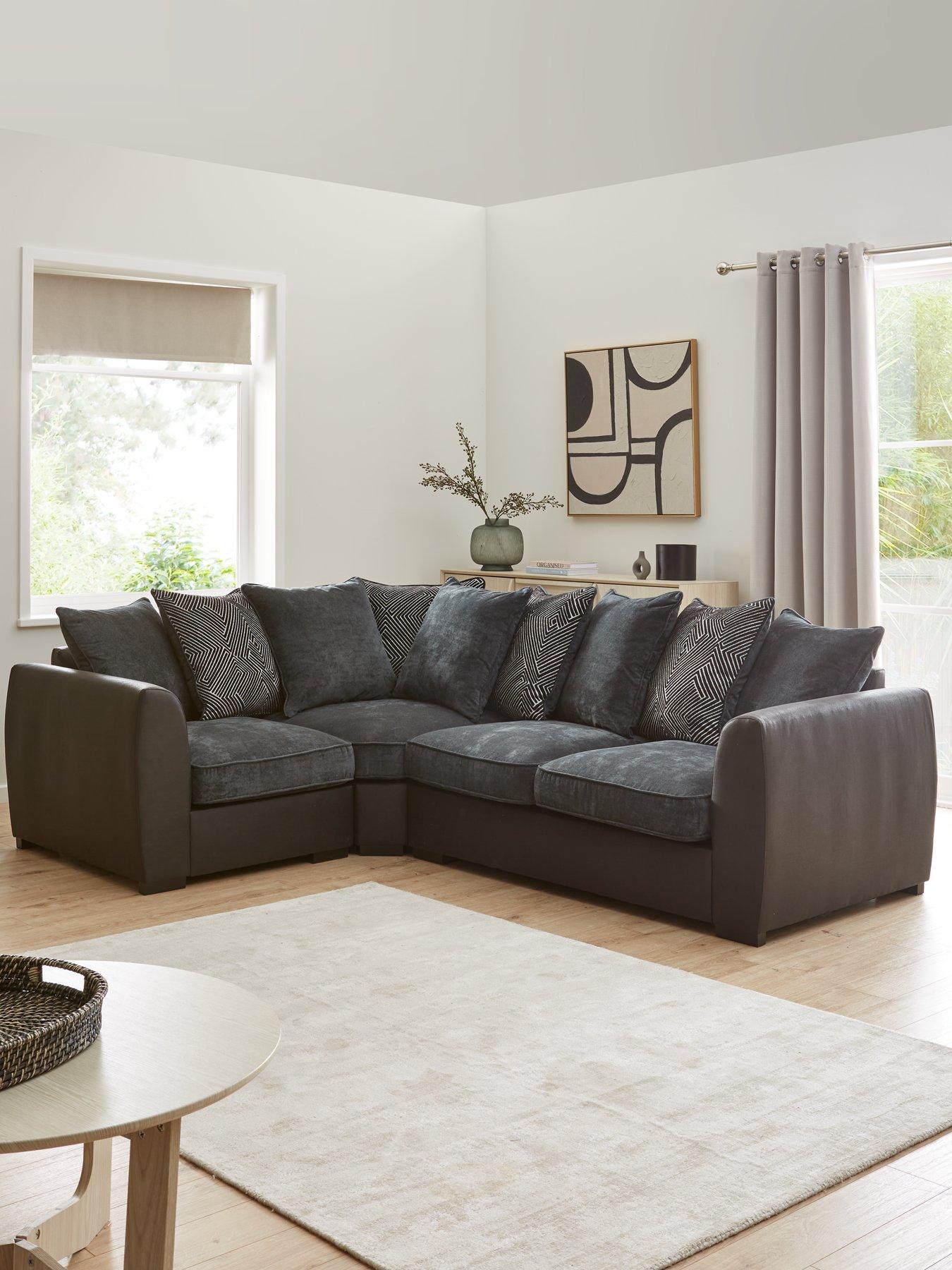 Product photograph of Very Home Cabo Fabric And Faux Leather Left Hand Double Arm Corner Group Sofa - Fsc Certified from very.co.uk