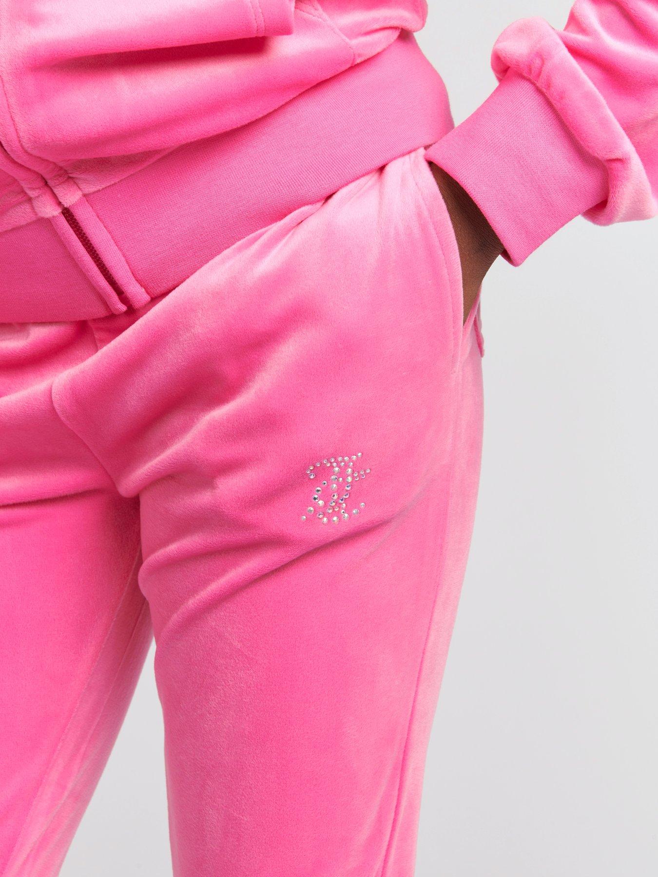 Image 4 of 5 of Juicy Couture Girls Diamante Velour Bootcut Jogger - Pink
