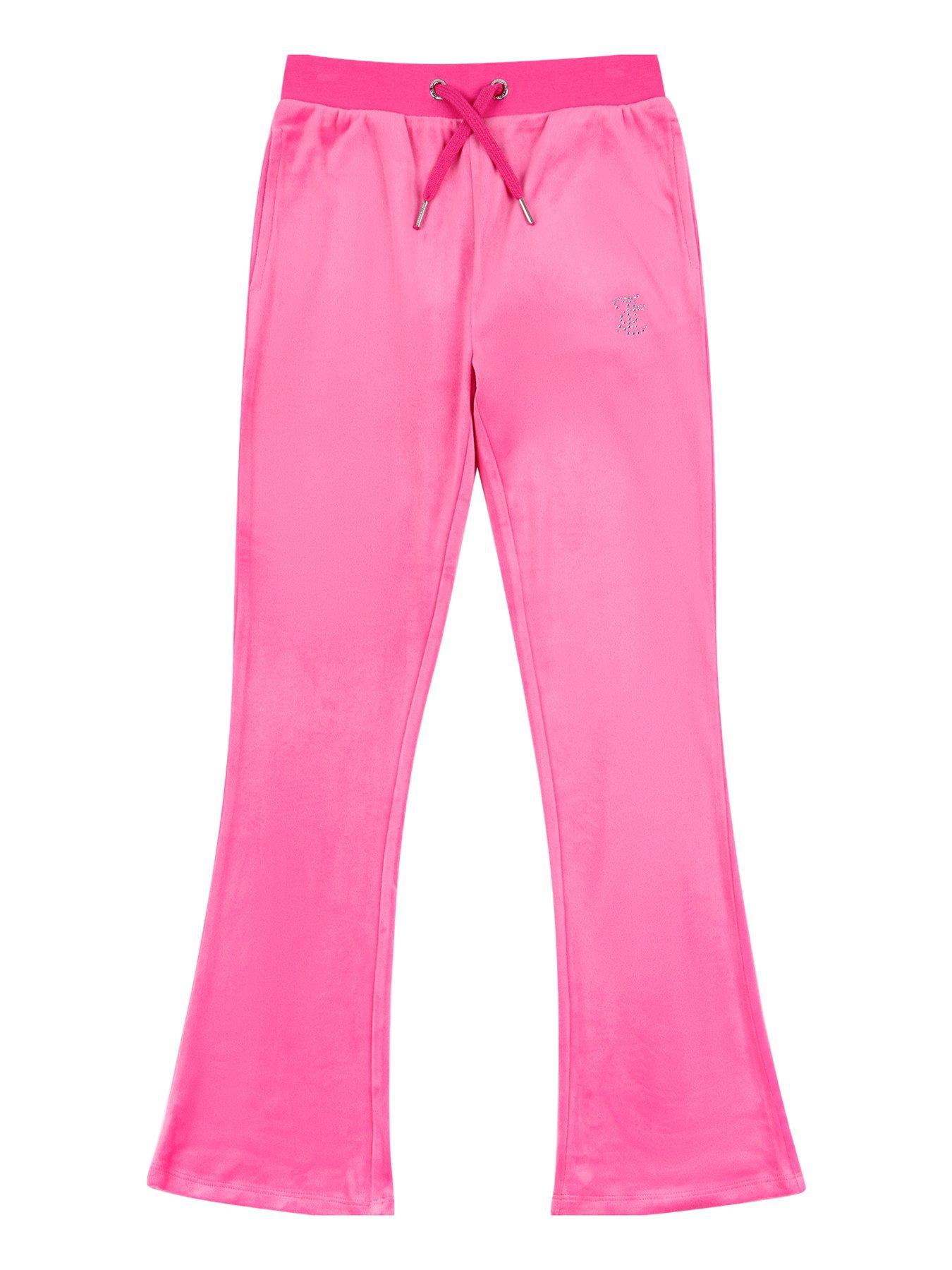 Image 5 of 5 of Juicy Couture Girls Diamante Velour Bootcut Jogger - Pink