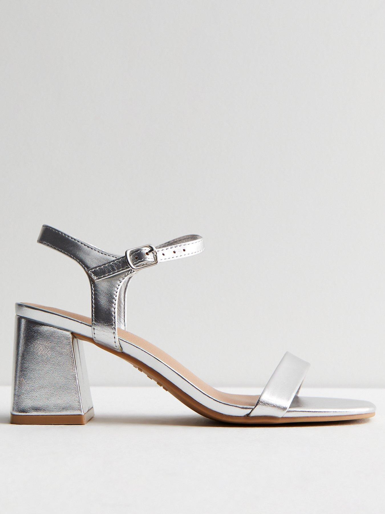 New Look Block Heel Sandals Silver Very