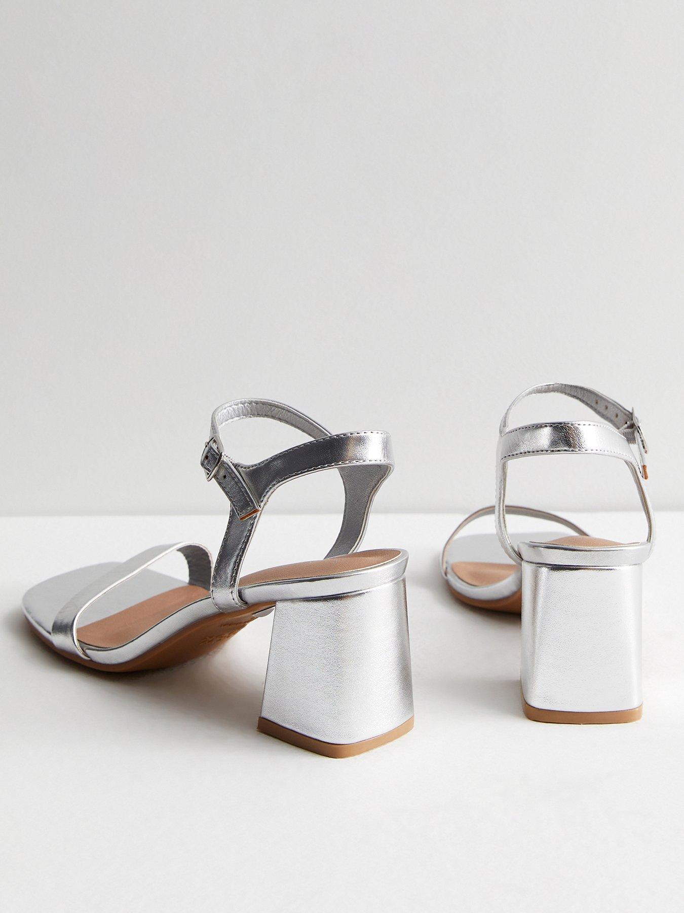 Image 3 of 5 of New Look Silver Patent Block Heel Sandals