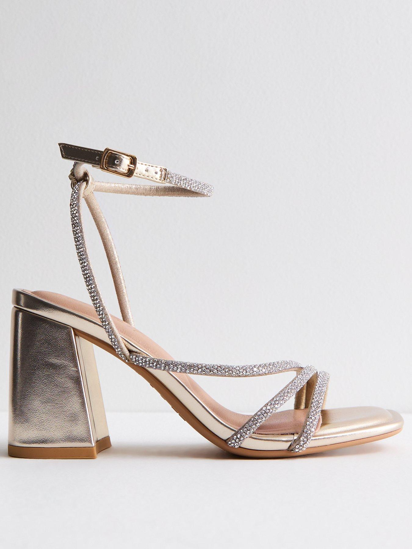 Diamante block heel sandals best sale