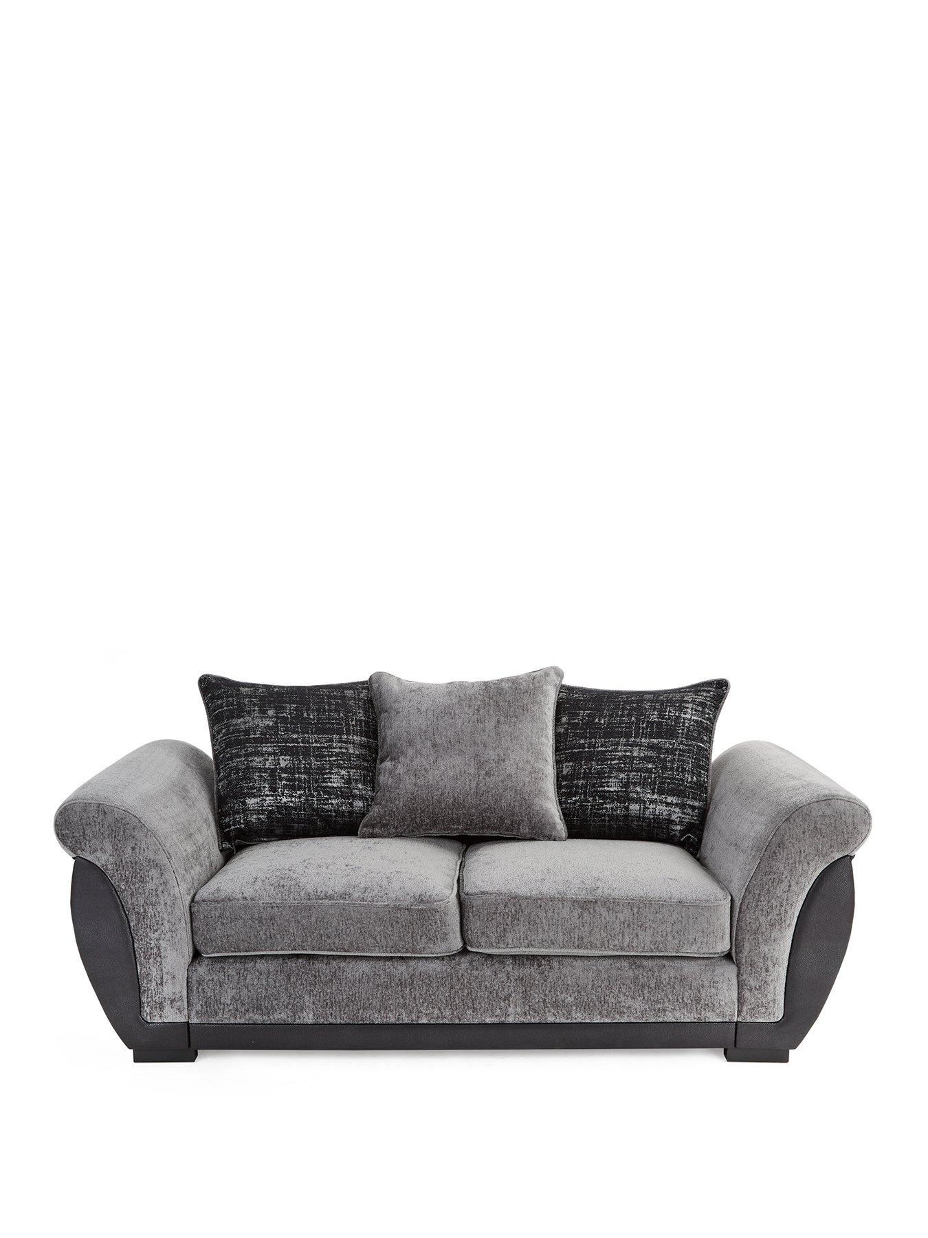 Image 2 of 7 of The Very Collection Lana Fabric/Faux Leather 2 Seater Scatterback Sofa - Grey&nbsp;- FSC Certified