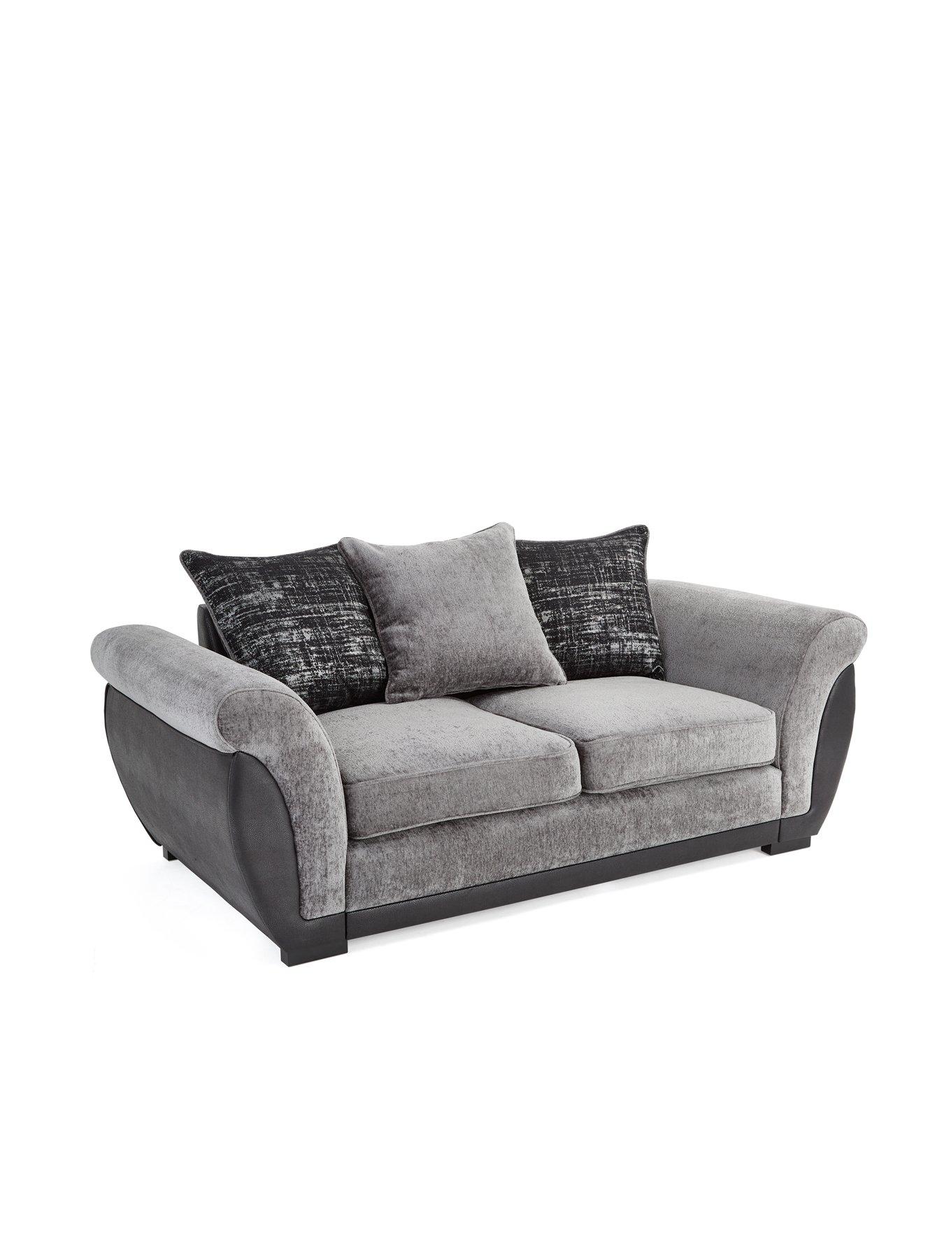 Image 3 of 7 of The Very Collection Lana Fabric/Faux Leather 2 Seater Scatterback Sofa - Grey&nbsp;- FSC Certified