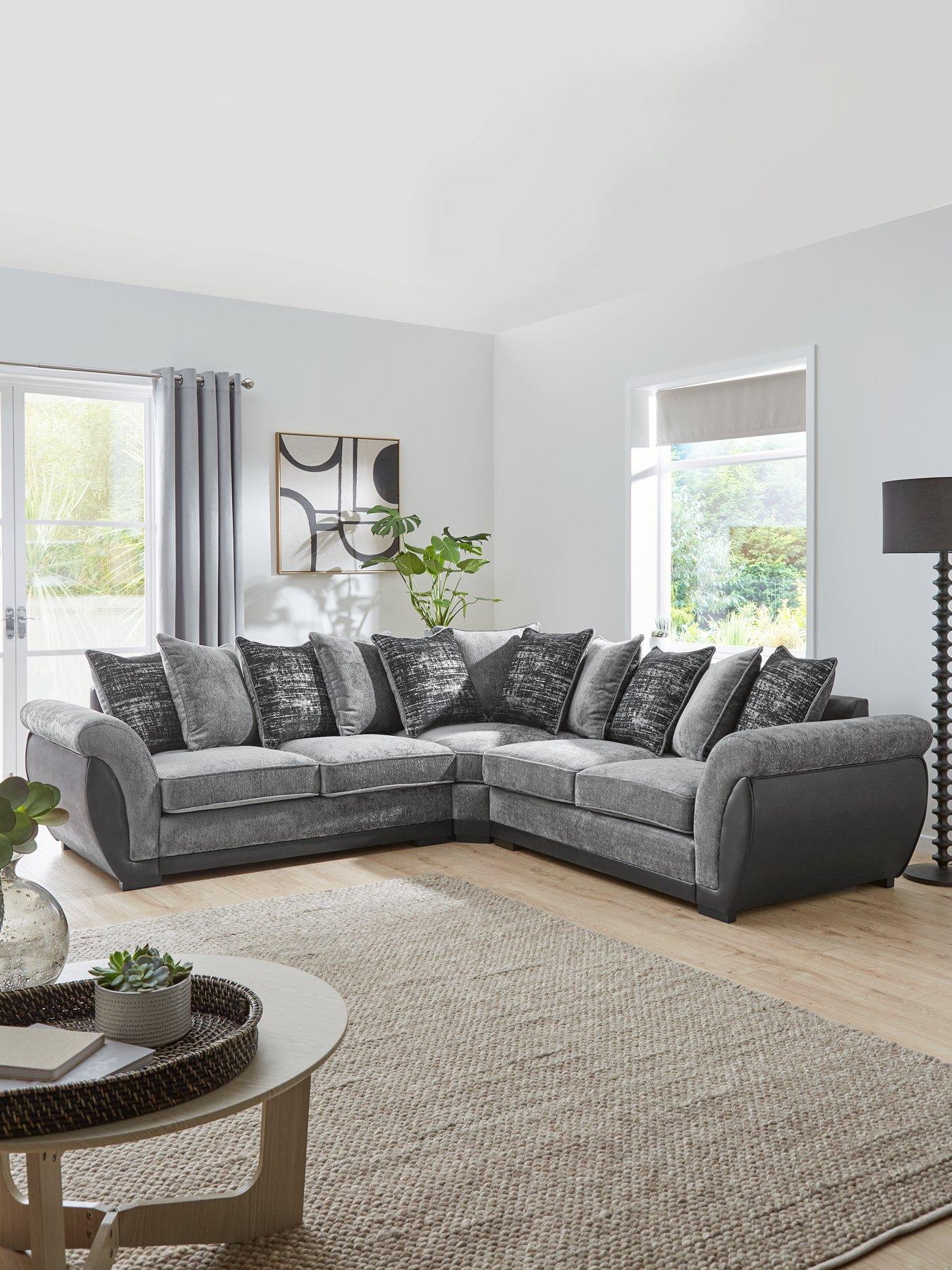 Product photograph of Very Home Lana Fabric And Faux Leather Corner Group Sofa - Fsc Certified from very.co.uk