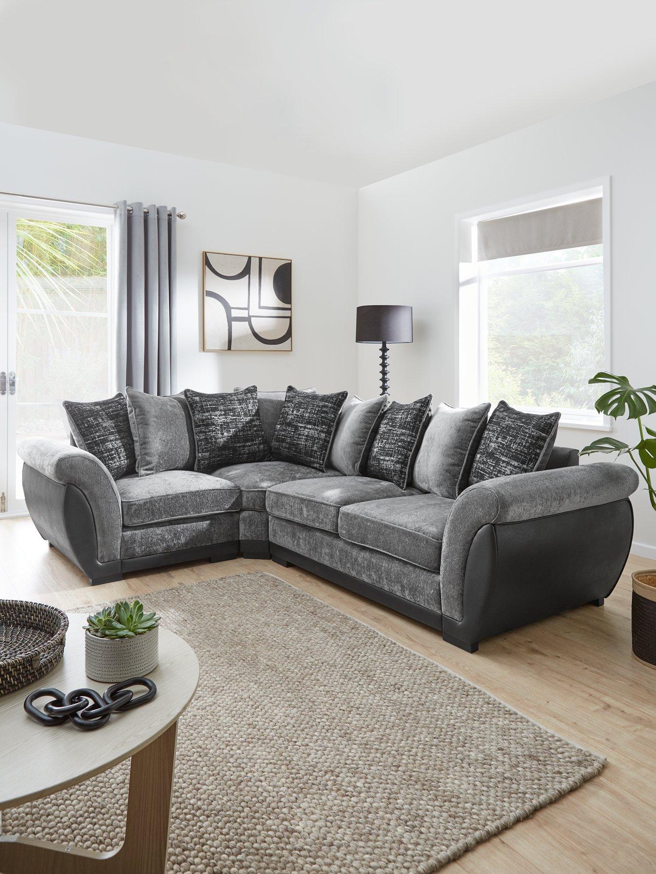 Product photograph of Very Home Lana Fabric And Faux Leather Left Hand Corner Group Sofa - Fsc Certified from very.co.uk