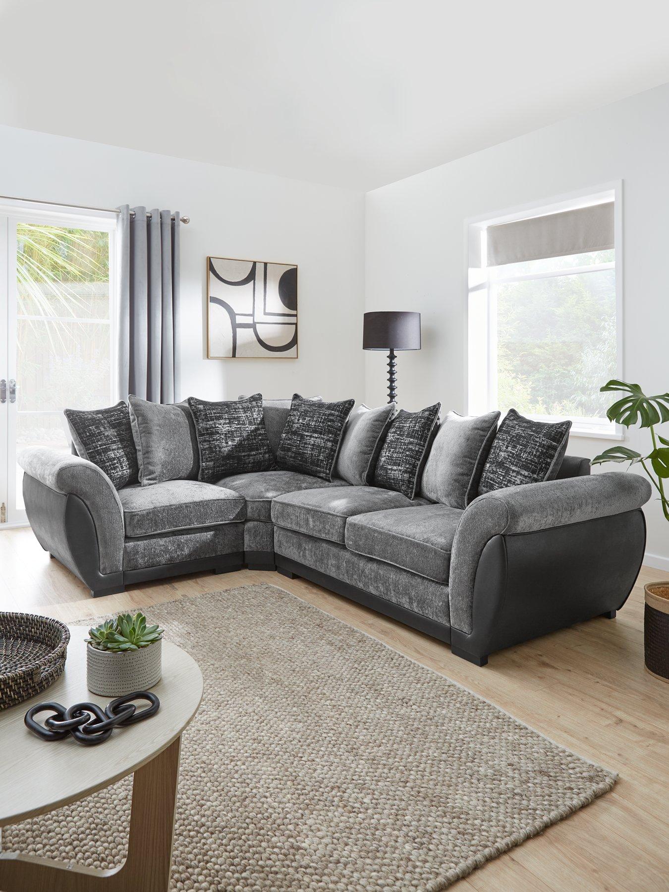 undefined Lana Fabric and Faux Leather Left Hand Corner Group Sofa - FSC Certified