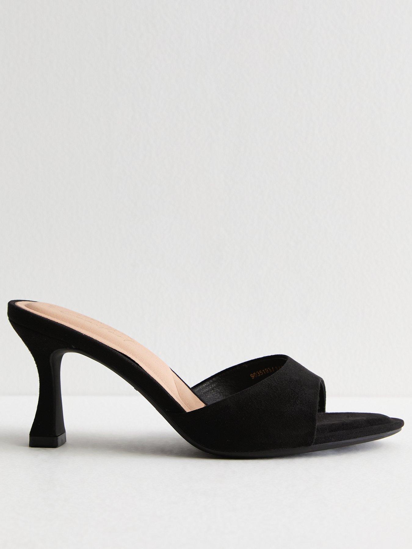 Black Heeled Mules