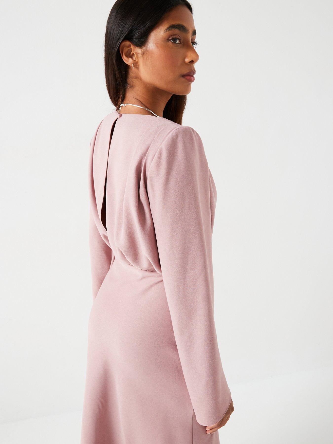 Pink fluted sleeve dress hotsell