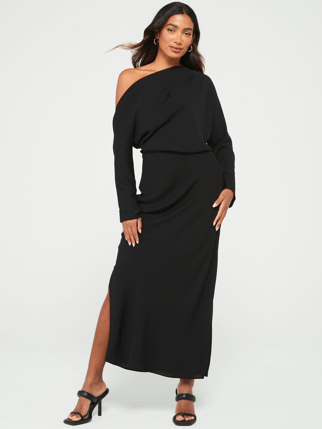 Ladies black midi orders dress uk