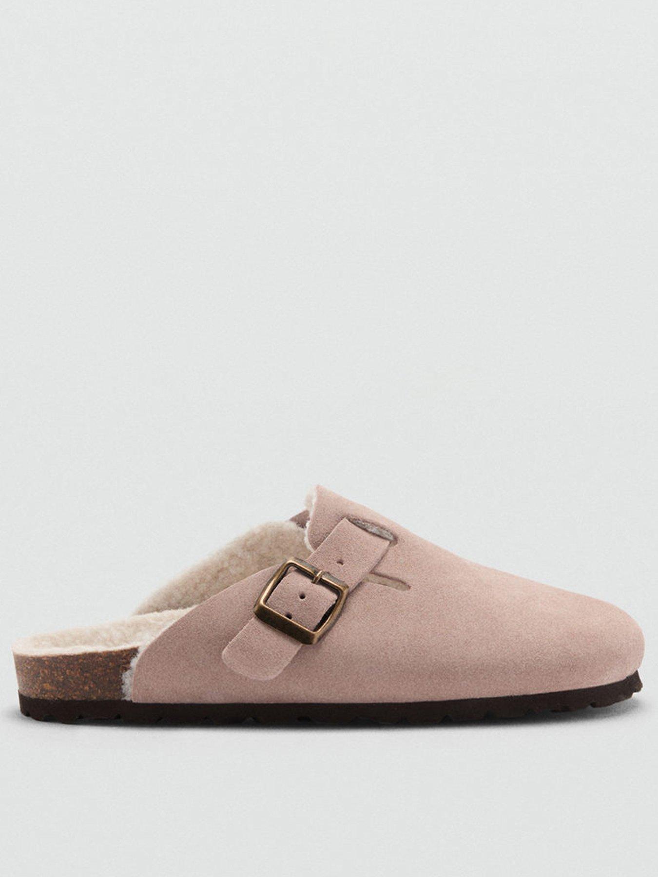 undefined Girls Faux Fur Lined Suede Clogs - Light Pink