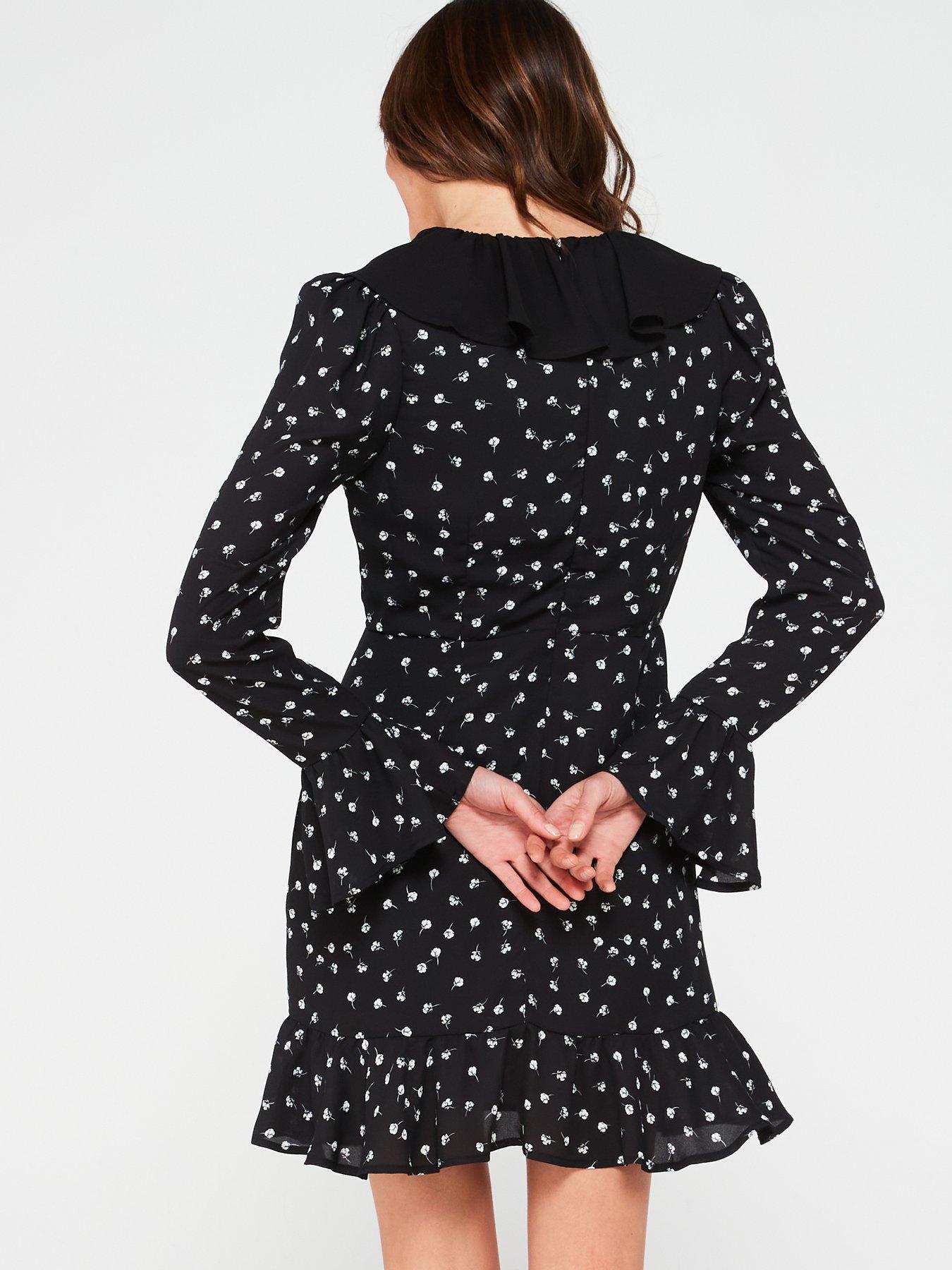 Image 2 of 6 of V by Very Frill Collar Printed Skater Dress - Ditsy Floral Print