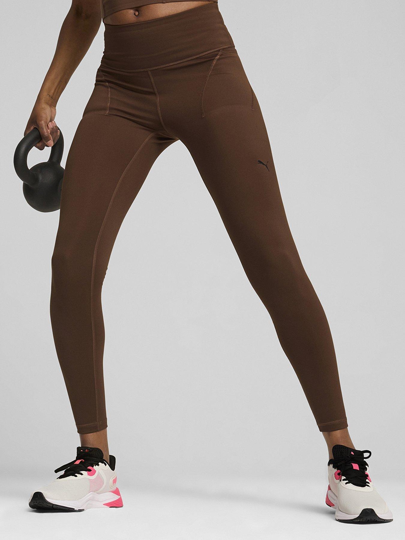 Puma Womens Training Cloudspun High Waisted Full Length Tights Brown Very
