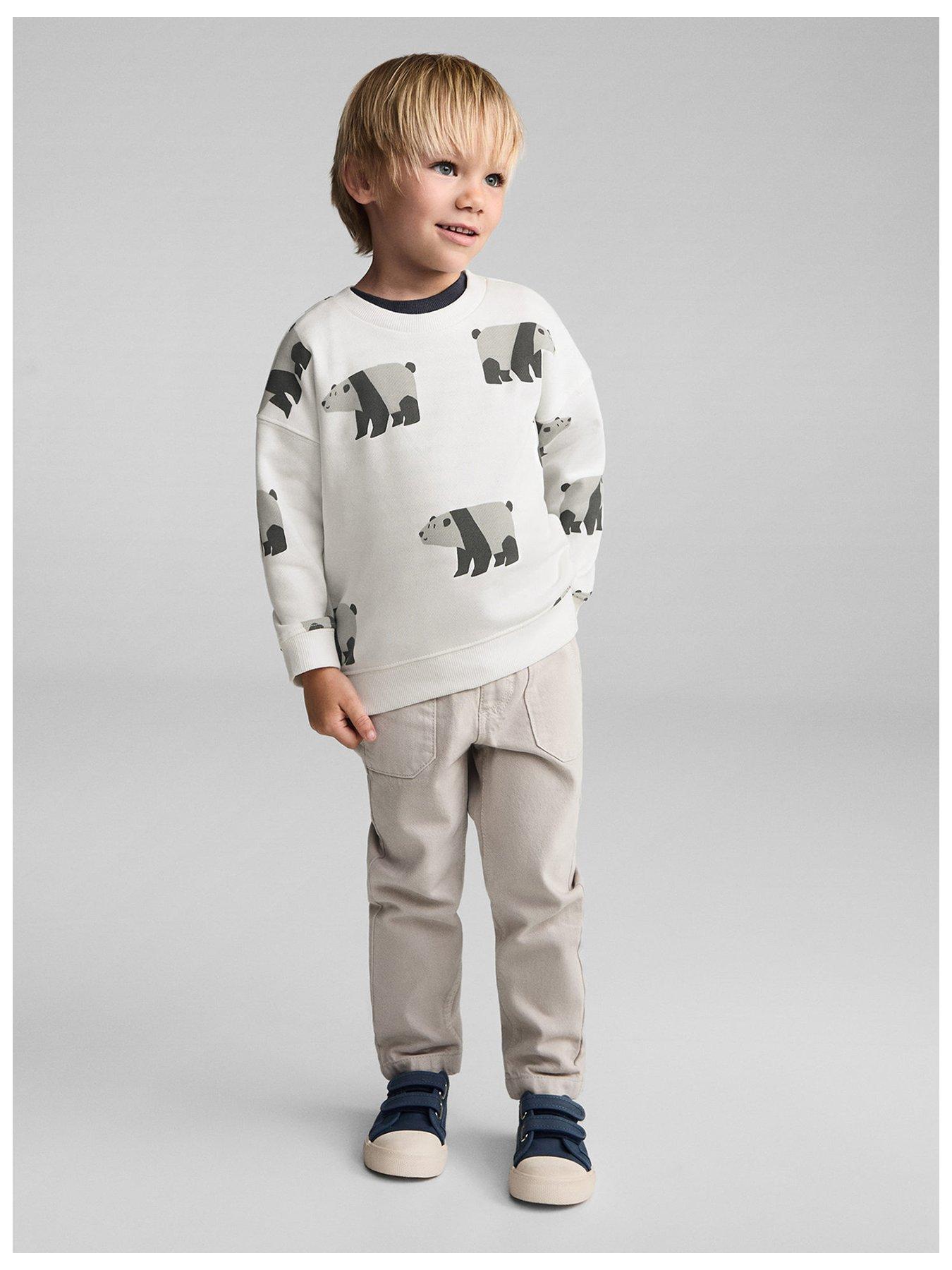 Image 1 of 5 of Mango Younger Boys Bear Print Sweat - White