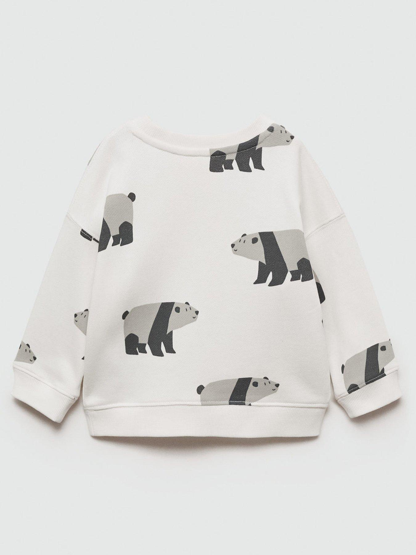 Image 3 of 5 of Mango Younger Boys Bear Print Sweat - White