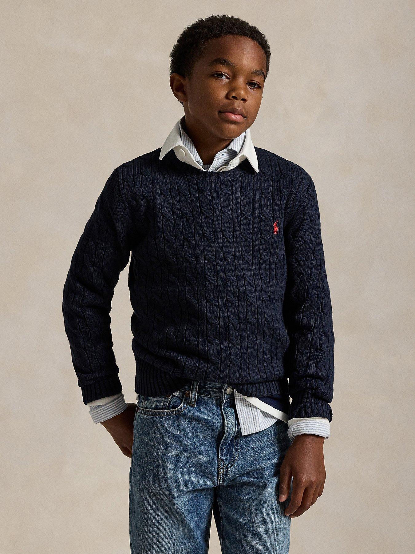 Polo Ralph Lauren Boys Cable Knit Jumper Navy Very