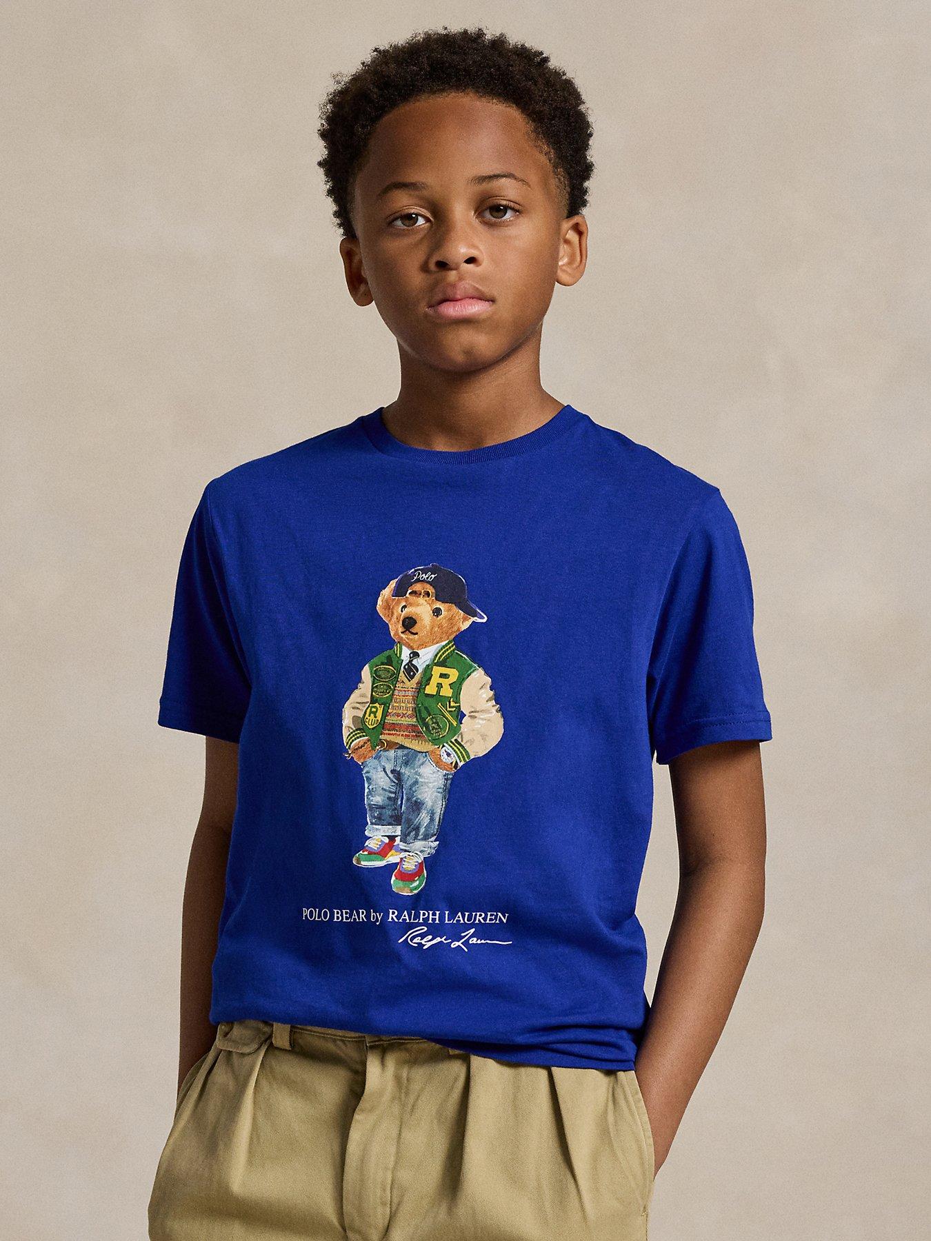 polo ralph lauren boys short sleeve bear t-shirt - blue