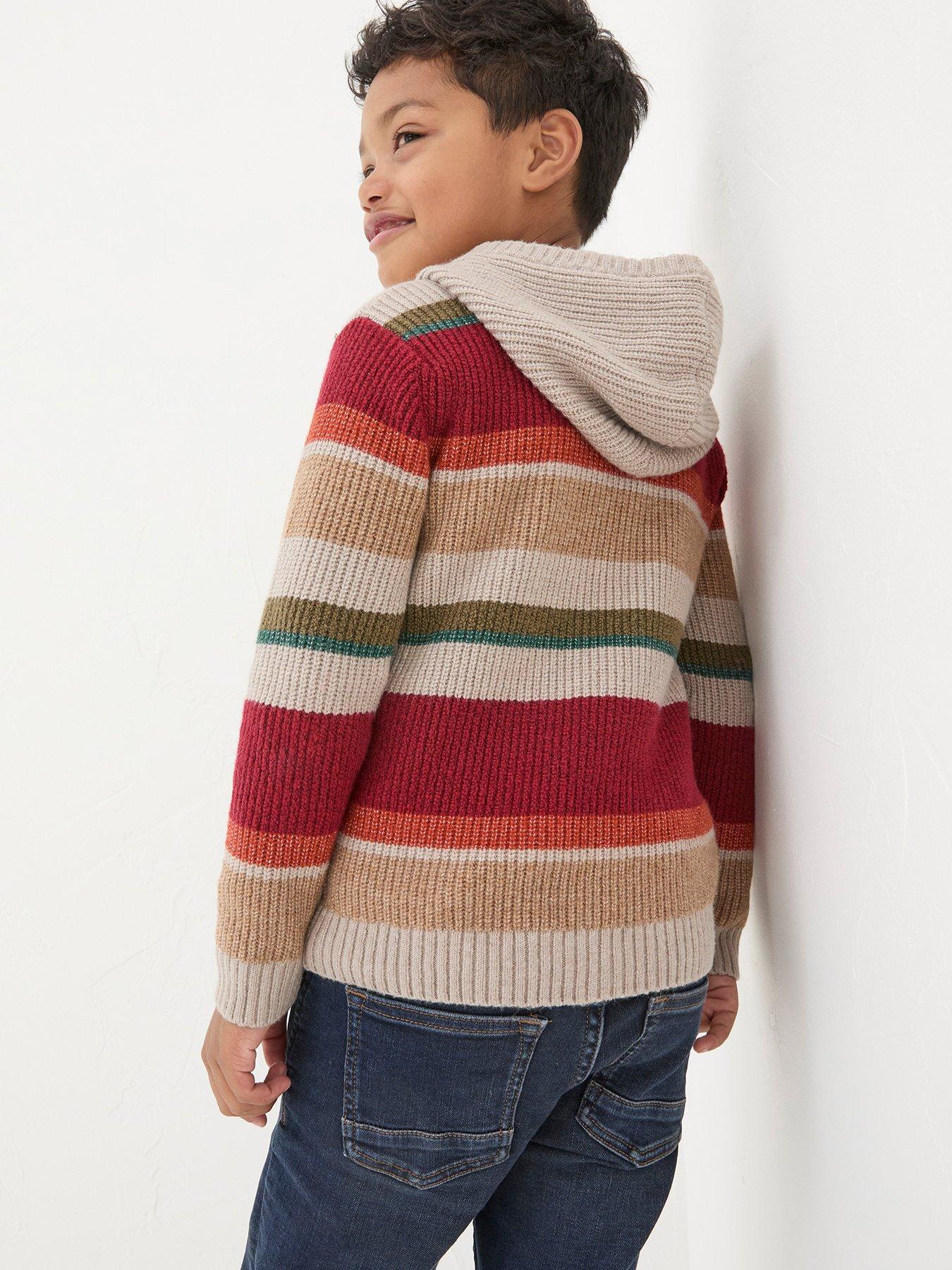 FatFace Boys Stripe Hooded Jumper Multi Very