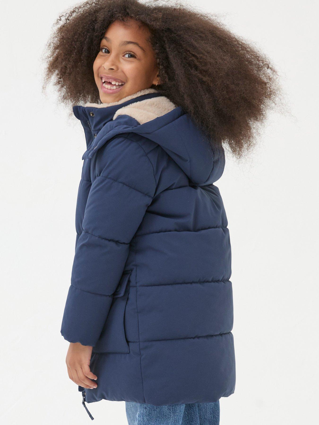 FatFace Girls Letty Longline Padded Jacket Navy Very