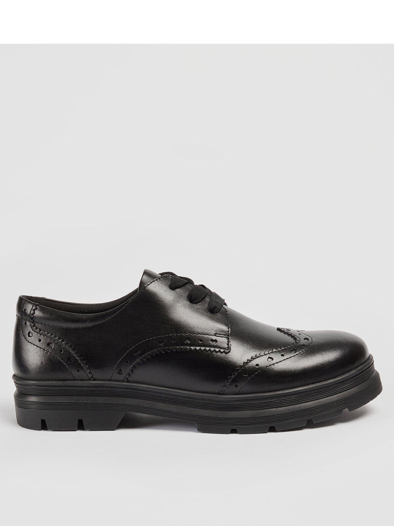 Image 1 of 6 of Pod Fiona Lace Up Leather Brogue School Shoe - Black