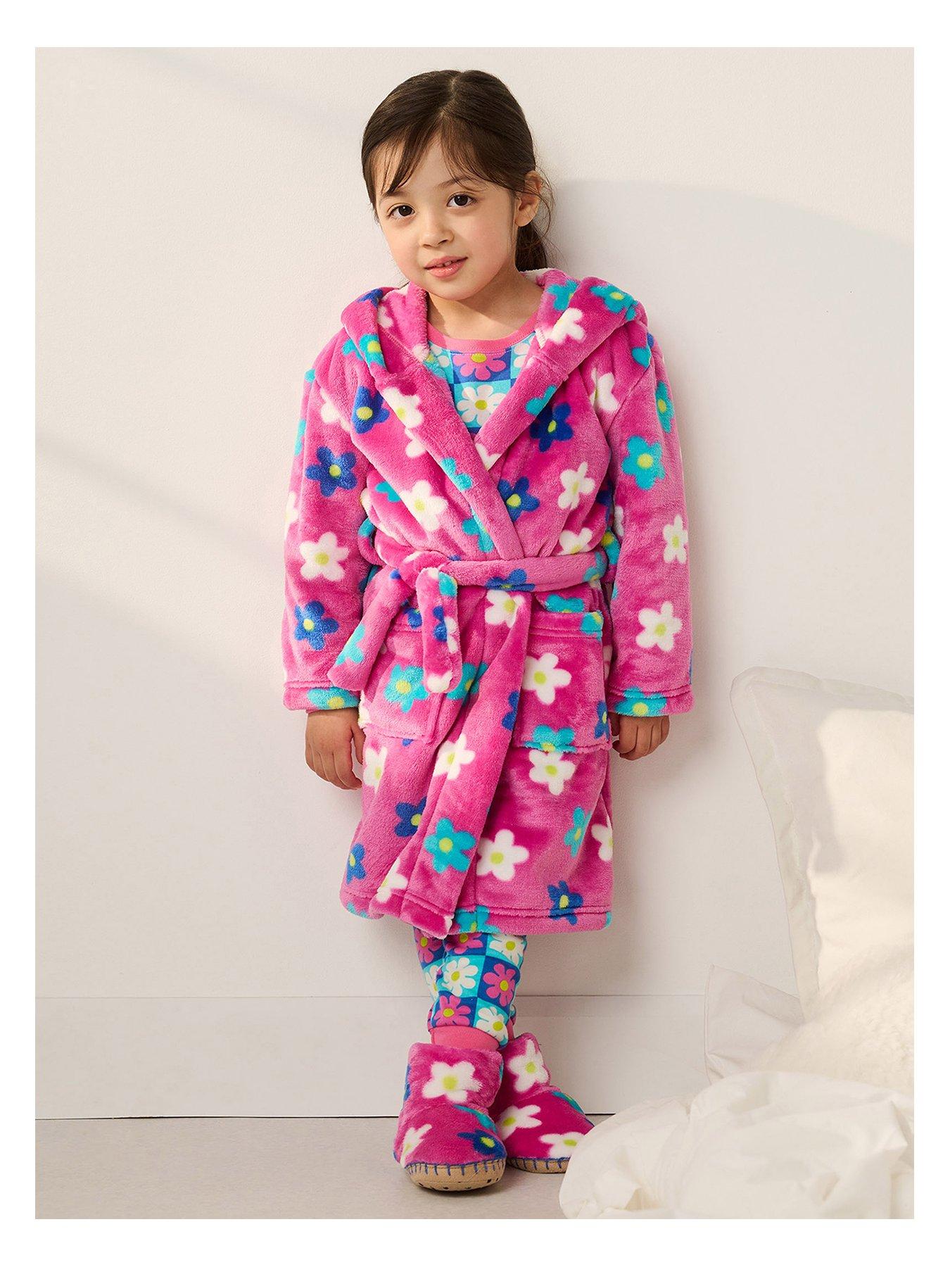 undefined Girls Fuzzy Fleece Daisy Robe