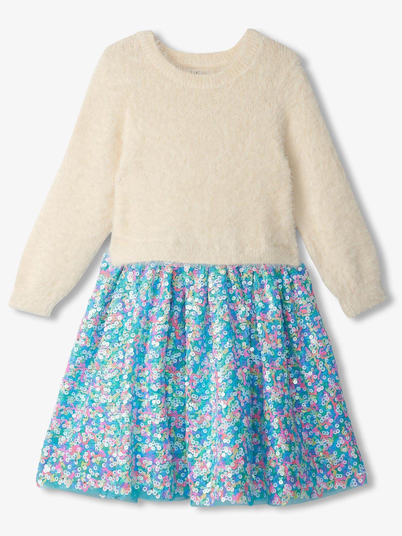 Hatley Girls Fuzzy Yarn Sequin Skirt Mixed Dress Multi Very