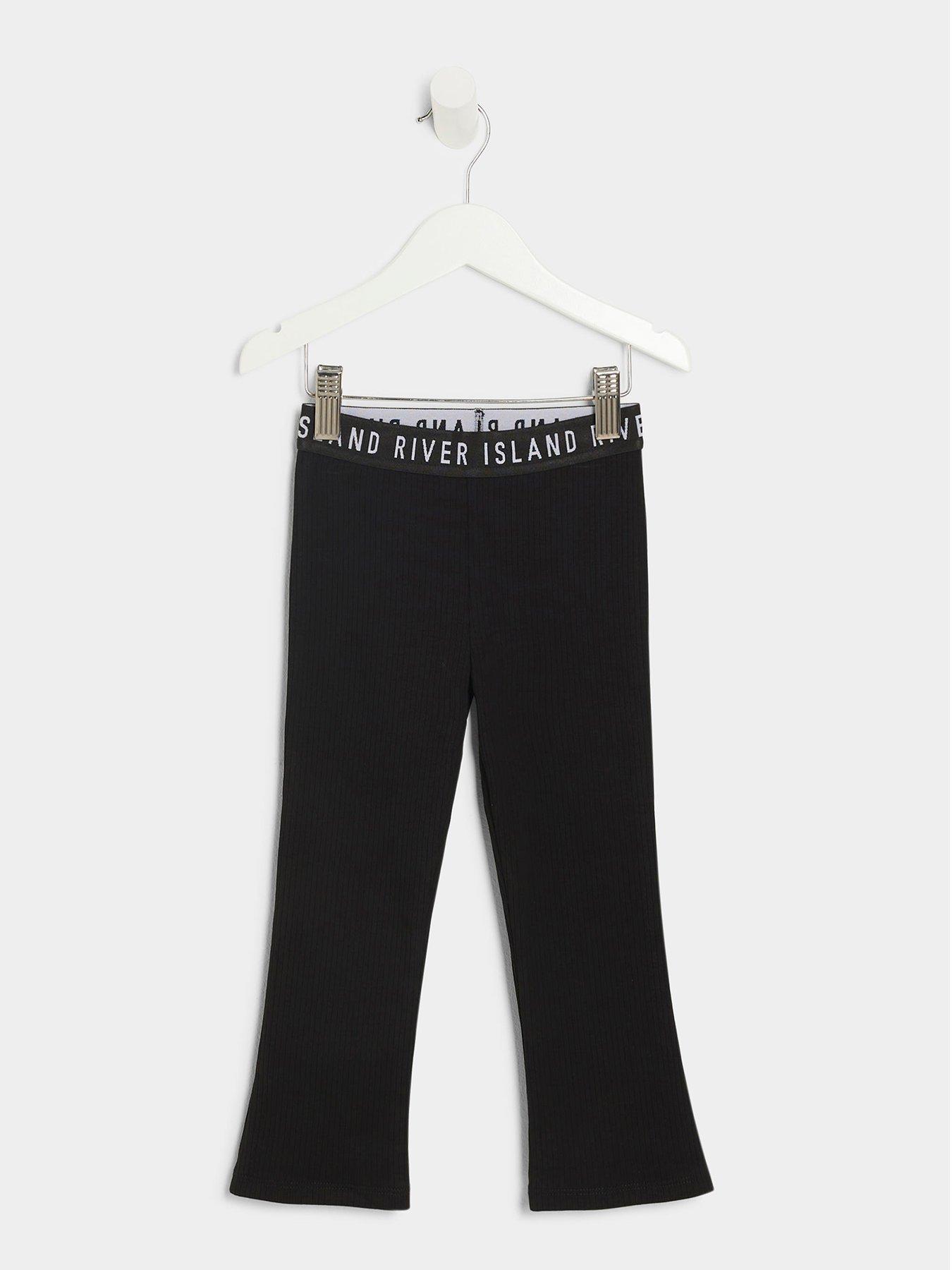 undefined Mini Girls Ri Ribbed Flared Leggings - Black