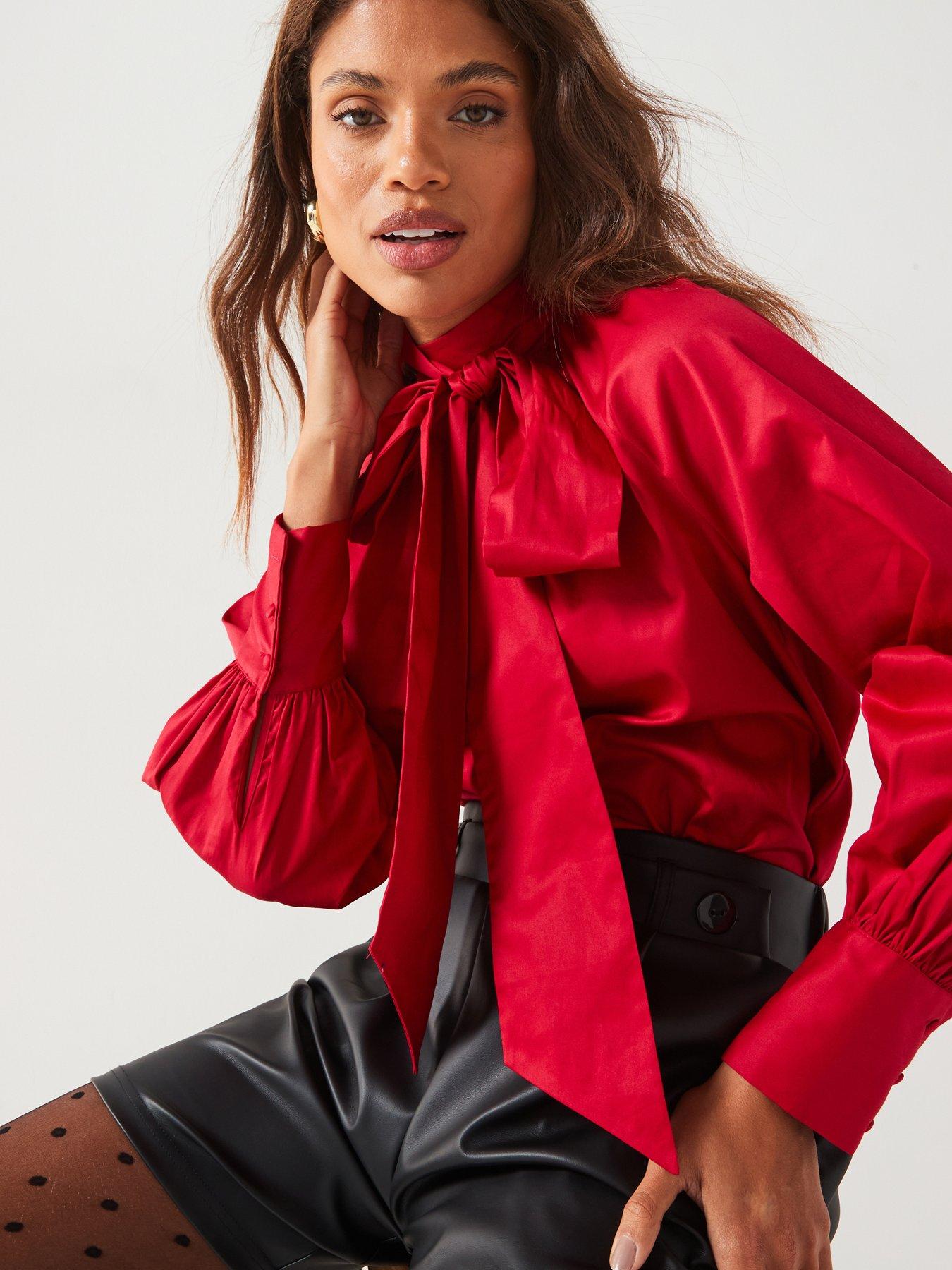 undefined Blouson Sleeve Blouse - Red