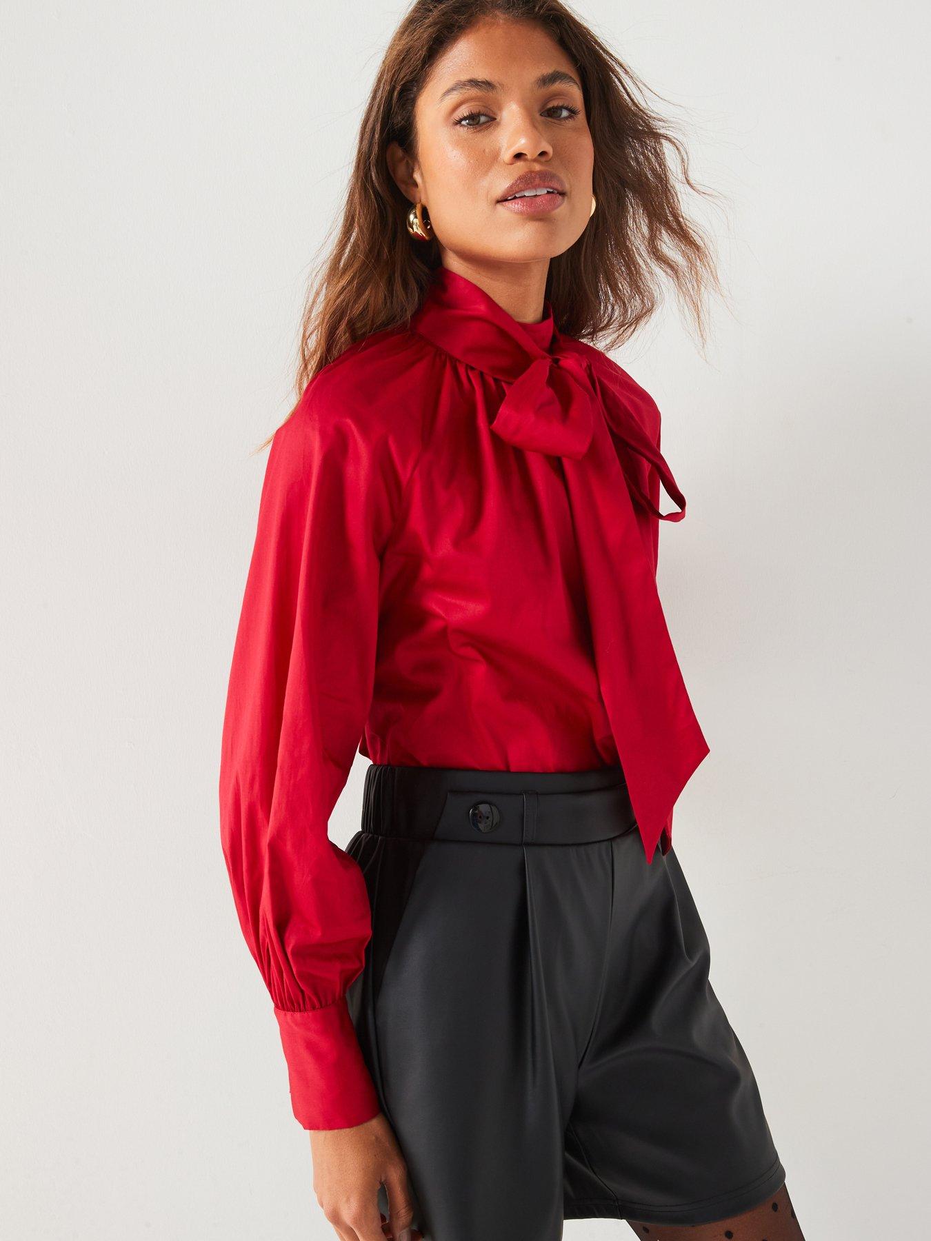 Image 4 of 6 of V by Very Blouson Sleeve Blouse - Red