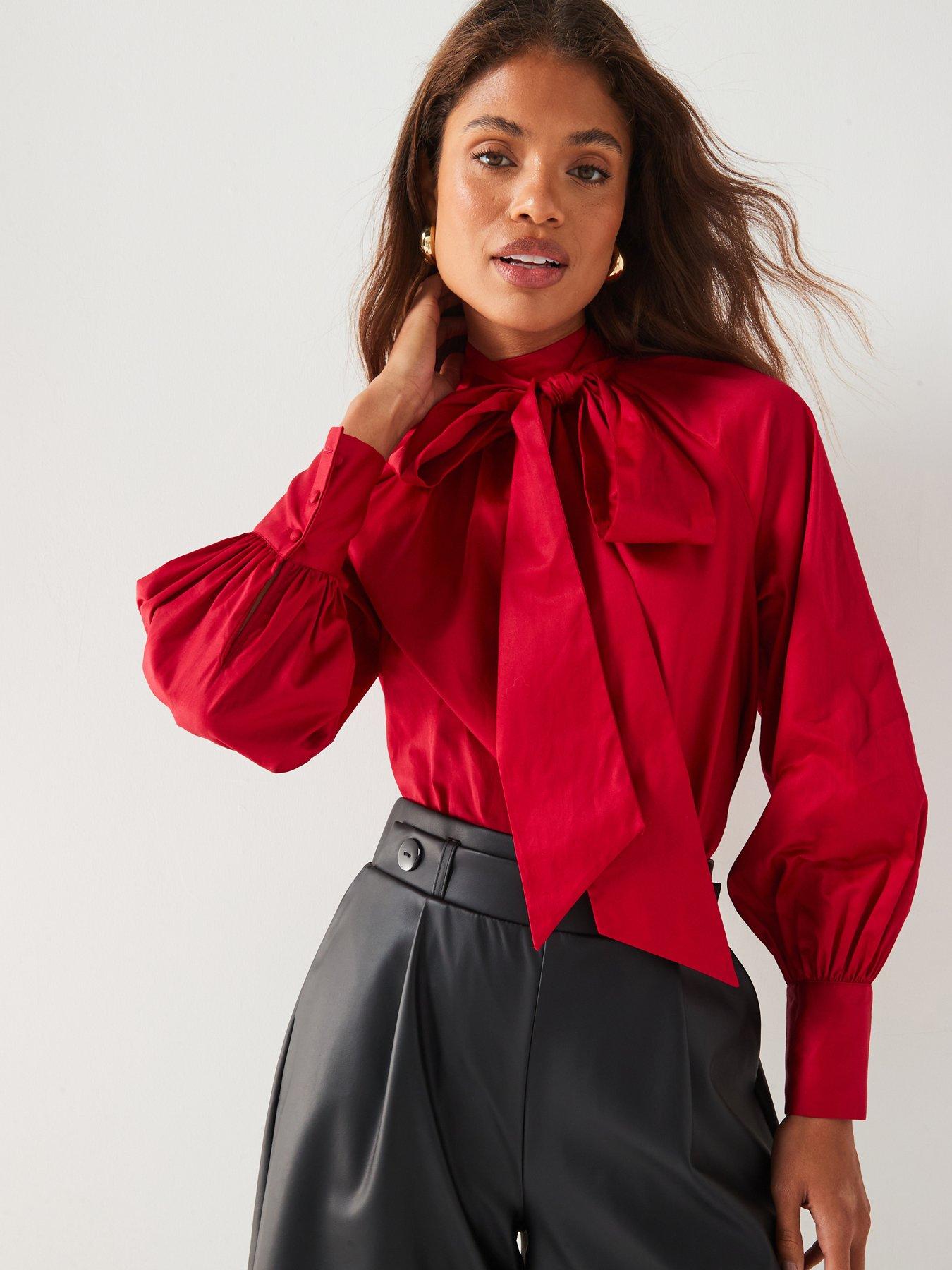Image 5 of 6 of V by Very Blouson Sleeve Blouse - Red
