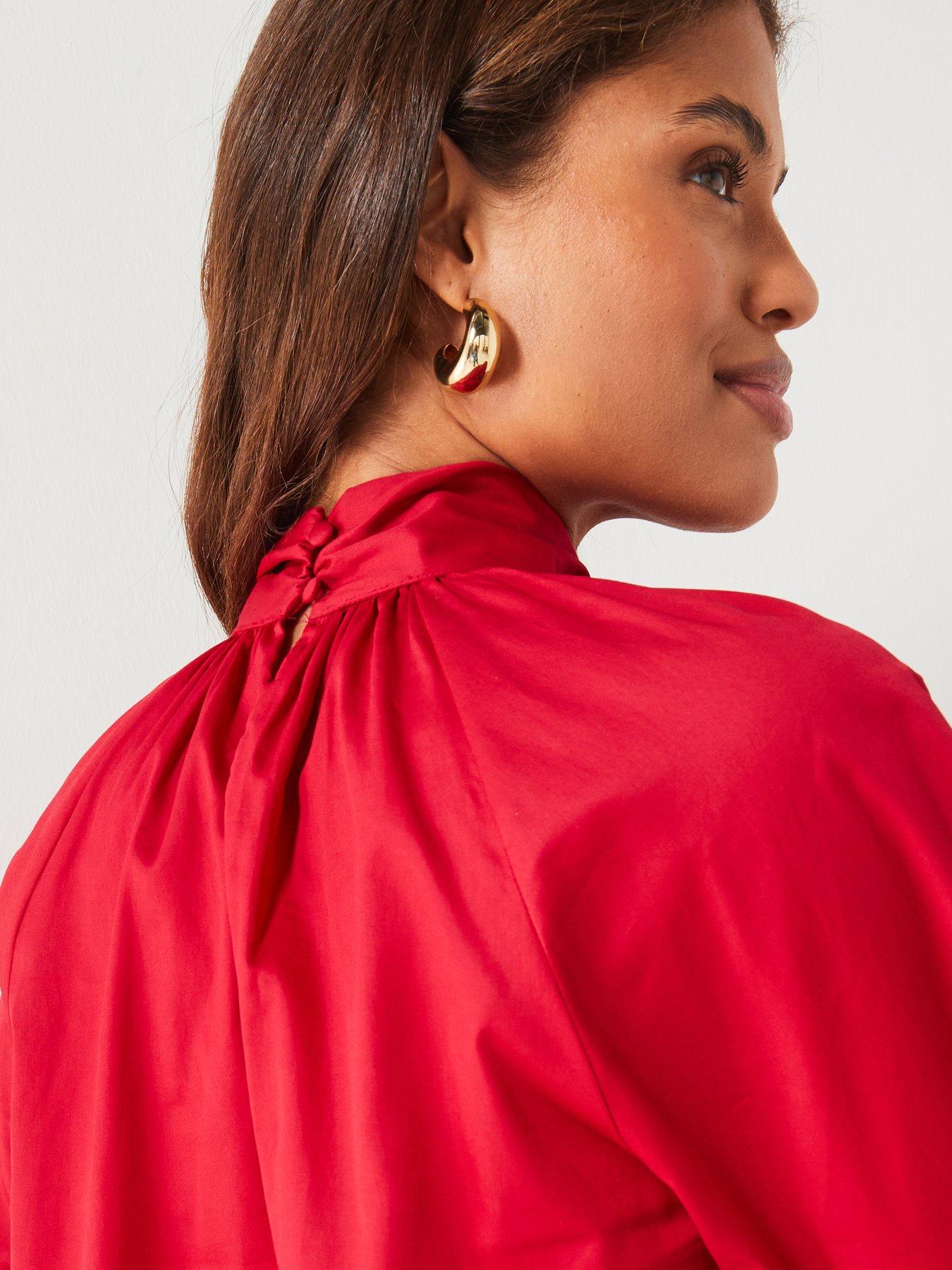 Image 6 of 6 of V by Very Blouson Sleeve Blouse - Red