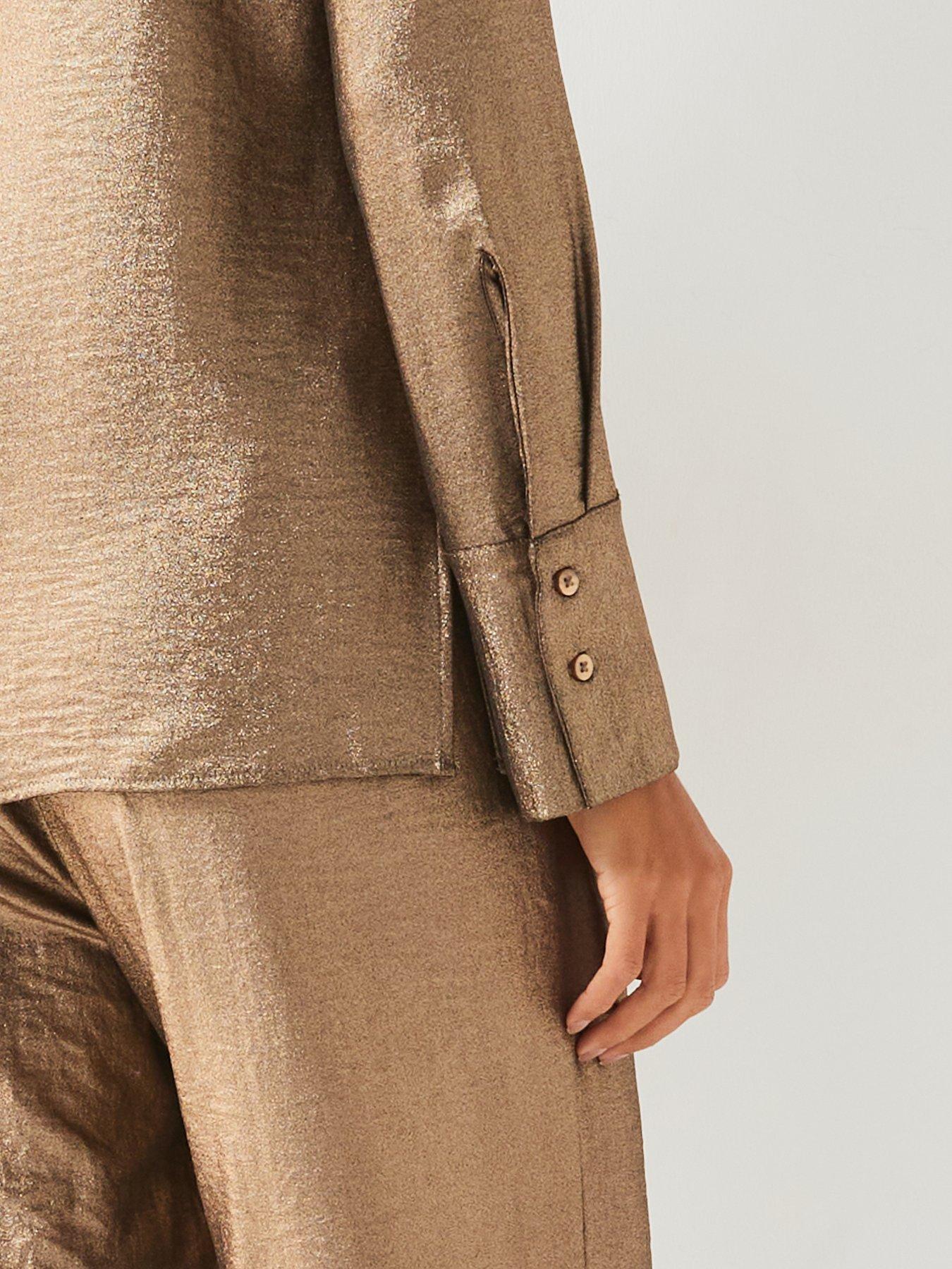 Image 5 of 6 of V by Very Metallic Longline Co-Ord&nbsp;Shirt - Gold&nbsp;